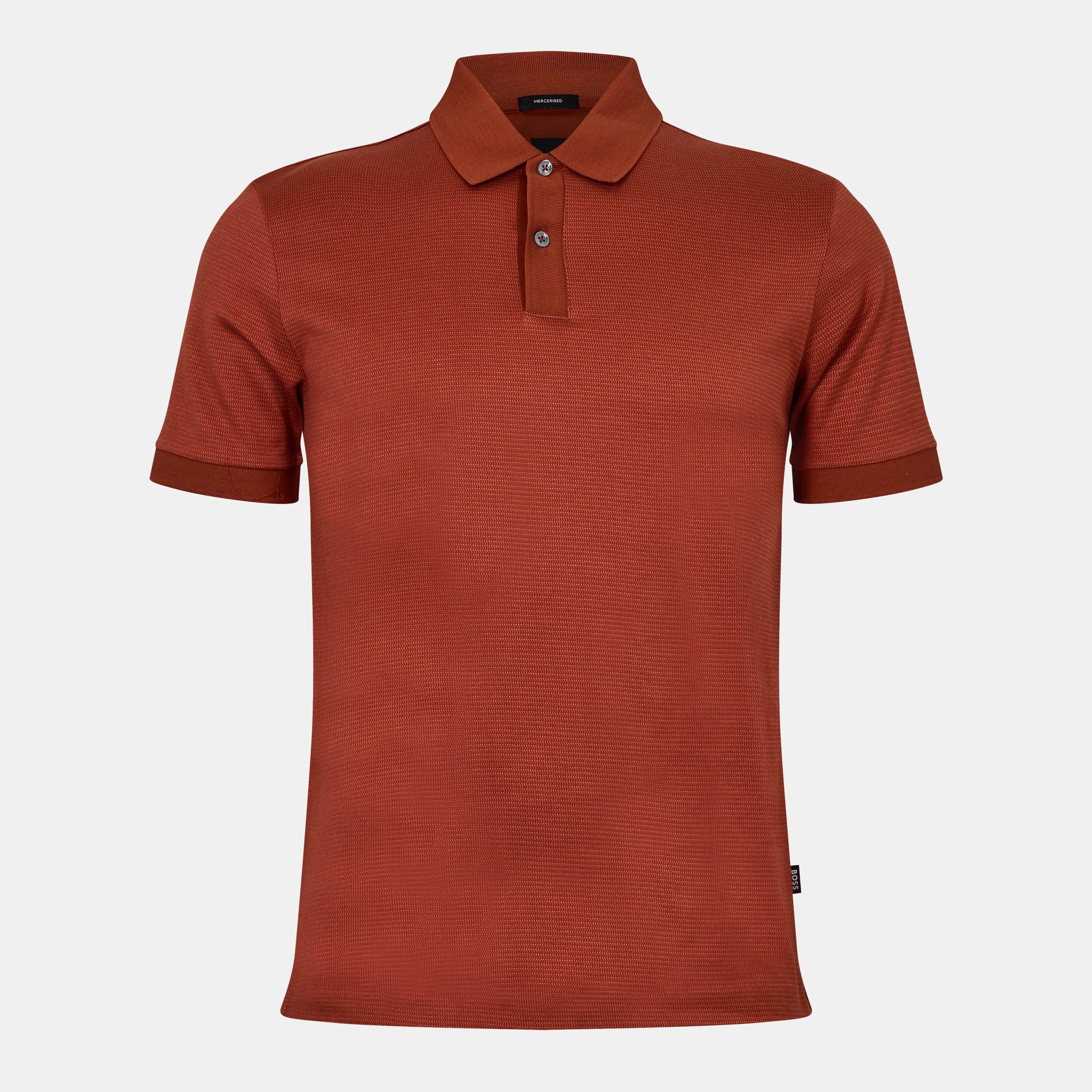Boss Men's H-Parlay Micro-Pattern Cotton Short Sleeve Polo Shirt - Dark Orange - XS