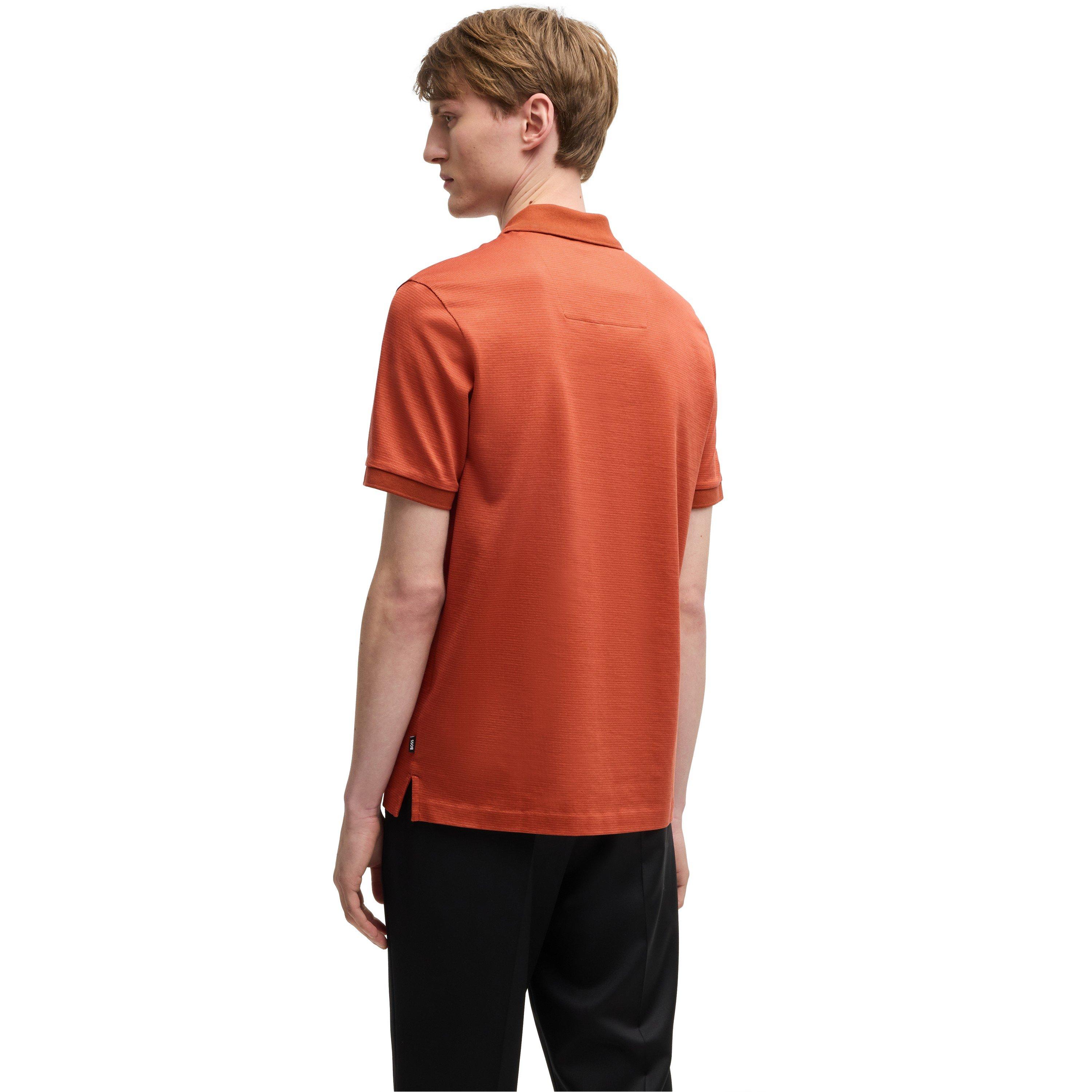 Dark Orange - Boss - Men's H-Parlay Micro-Pattern Cotton Short Sleeve Polo Shirt - 3