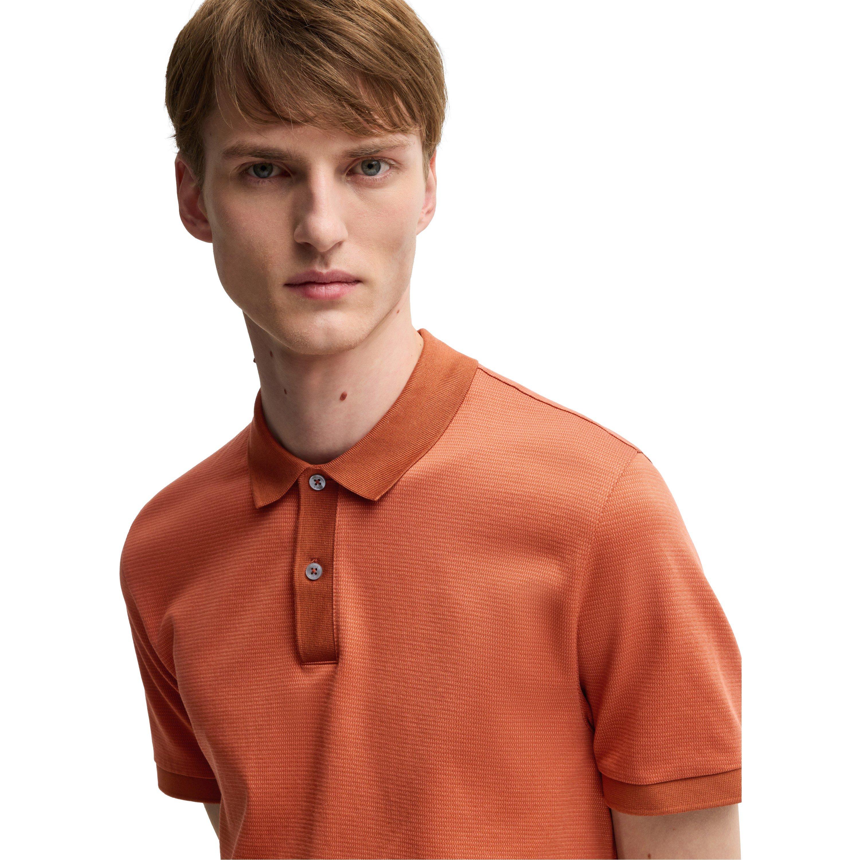 Dark Orange - Boss - Men's H-Parlay Micro-Pattern Cotton Short Sleeve Polo Shirt - 4