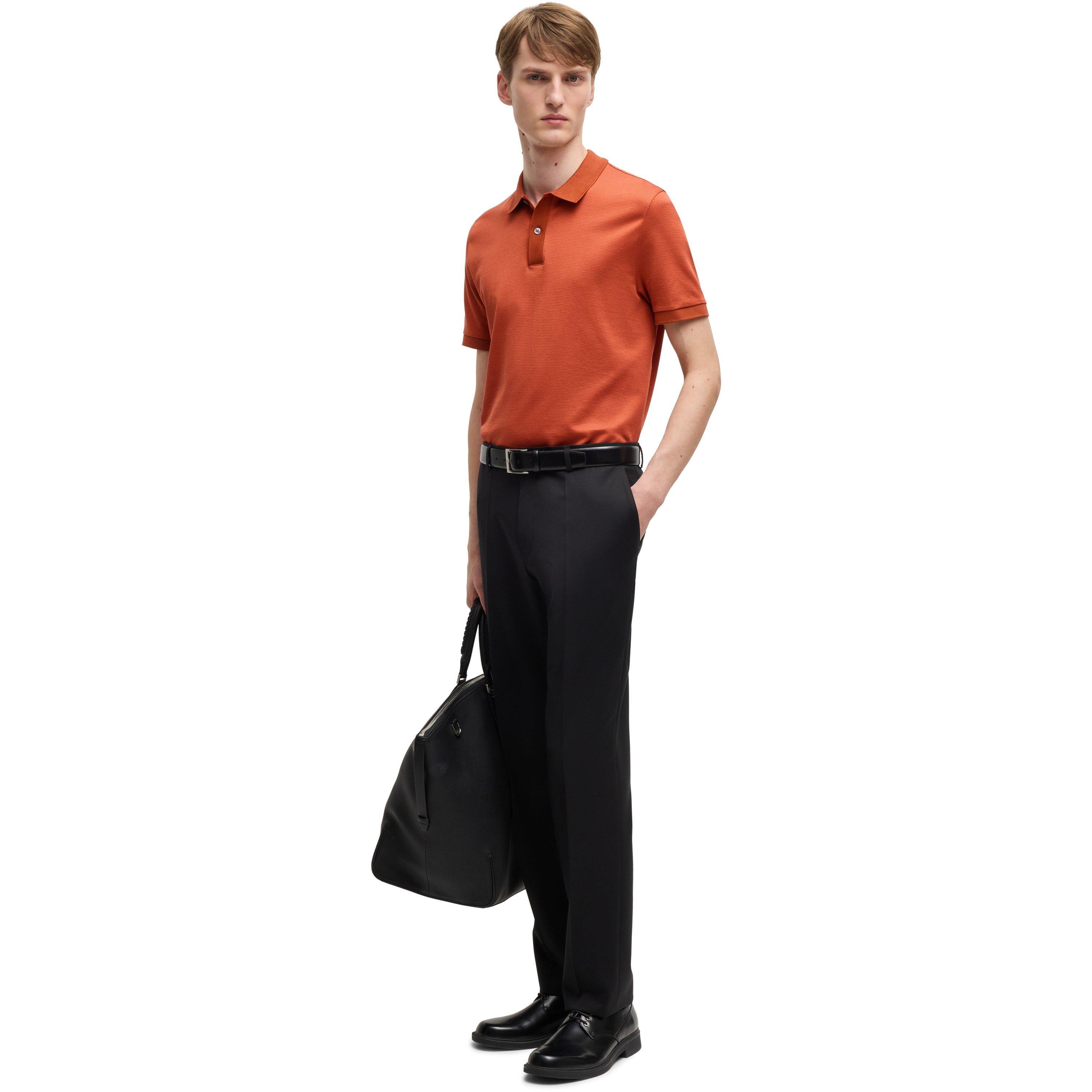 Dark Orange - Boss - Men's H-Parlay Micro-Pattern Cotton Short Sleeve Polo Shirt - 5