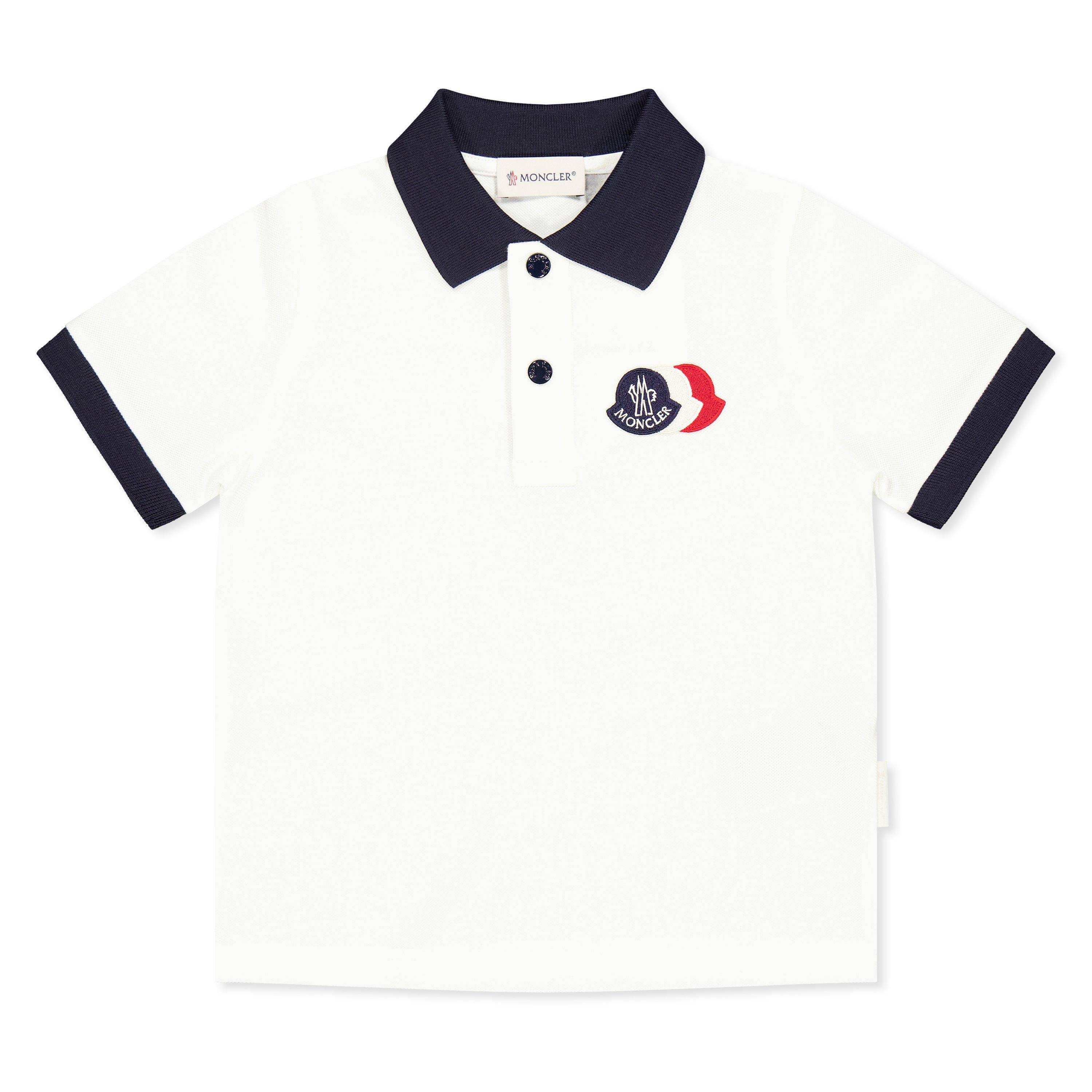 Moncler Moncler Logo Polo Jn64 - White 034 - Size 12Y