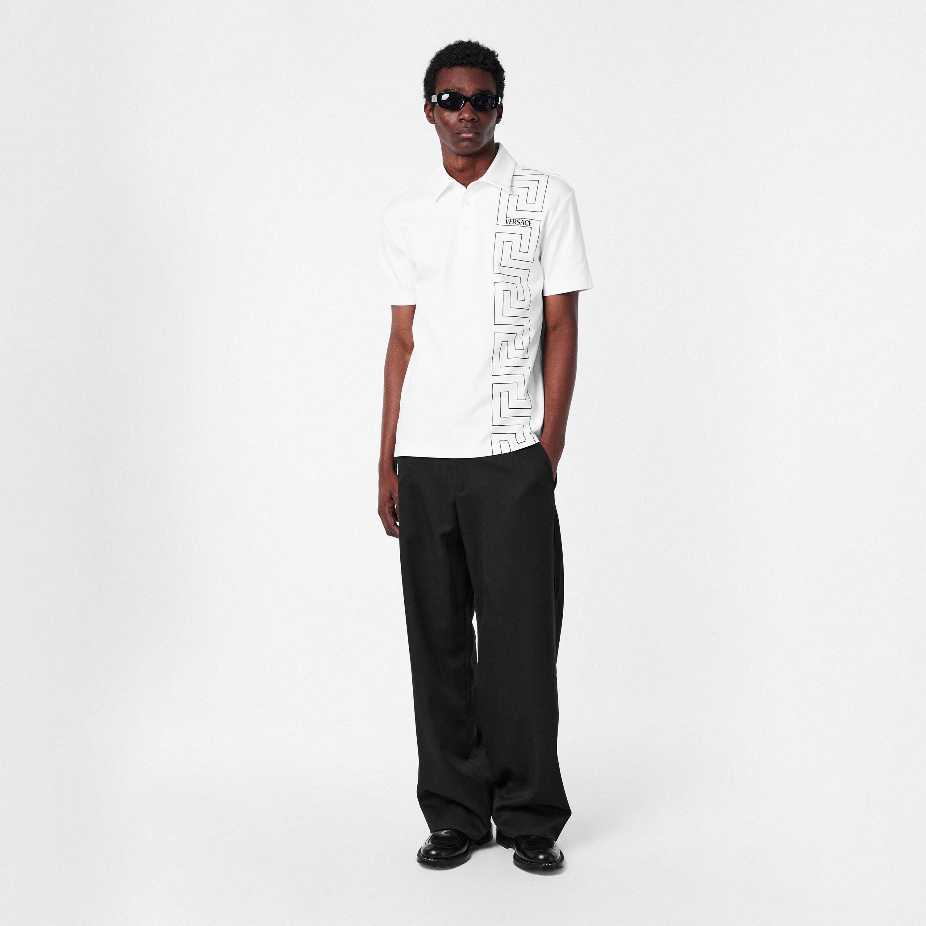 White 2W020 - Versace - Men's Grec Short Sleeve Polo Shirt - 6