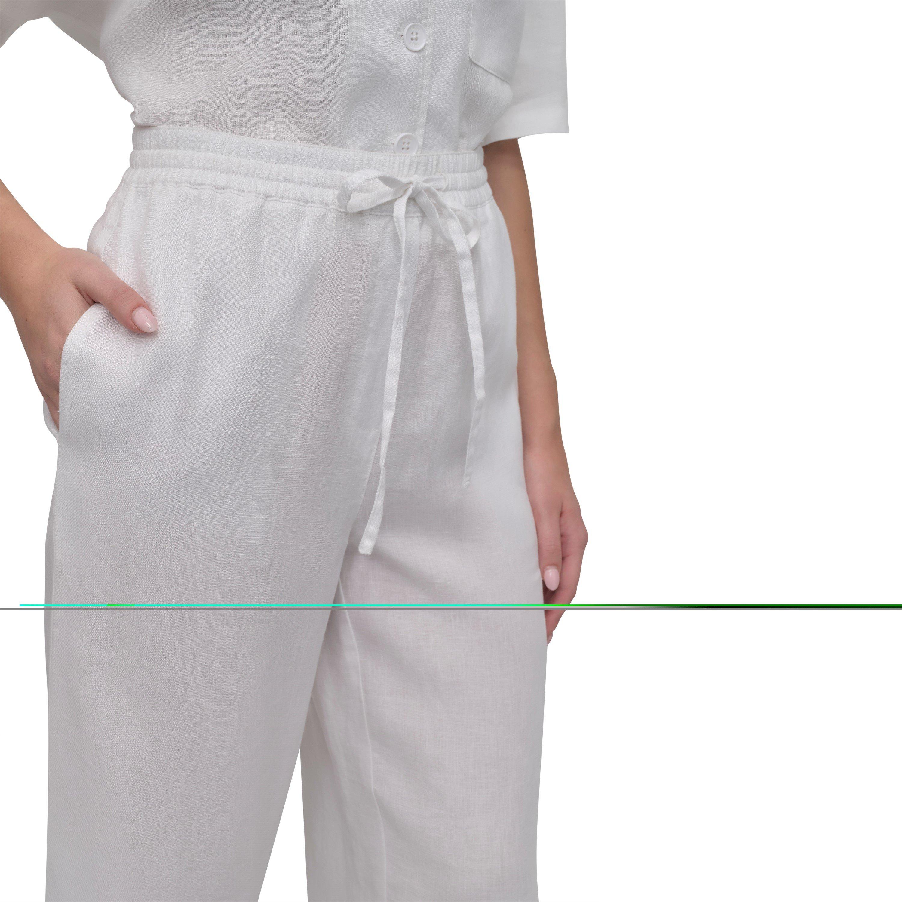 White - DKNY - Women's Straight Leg Trousers - 3