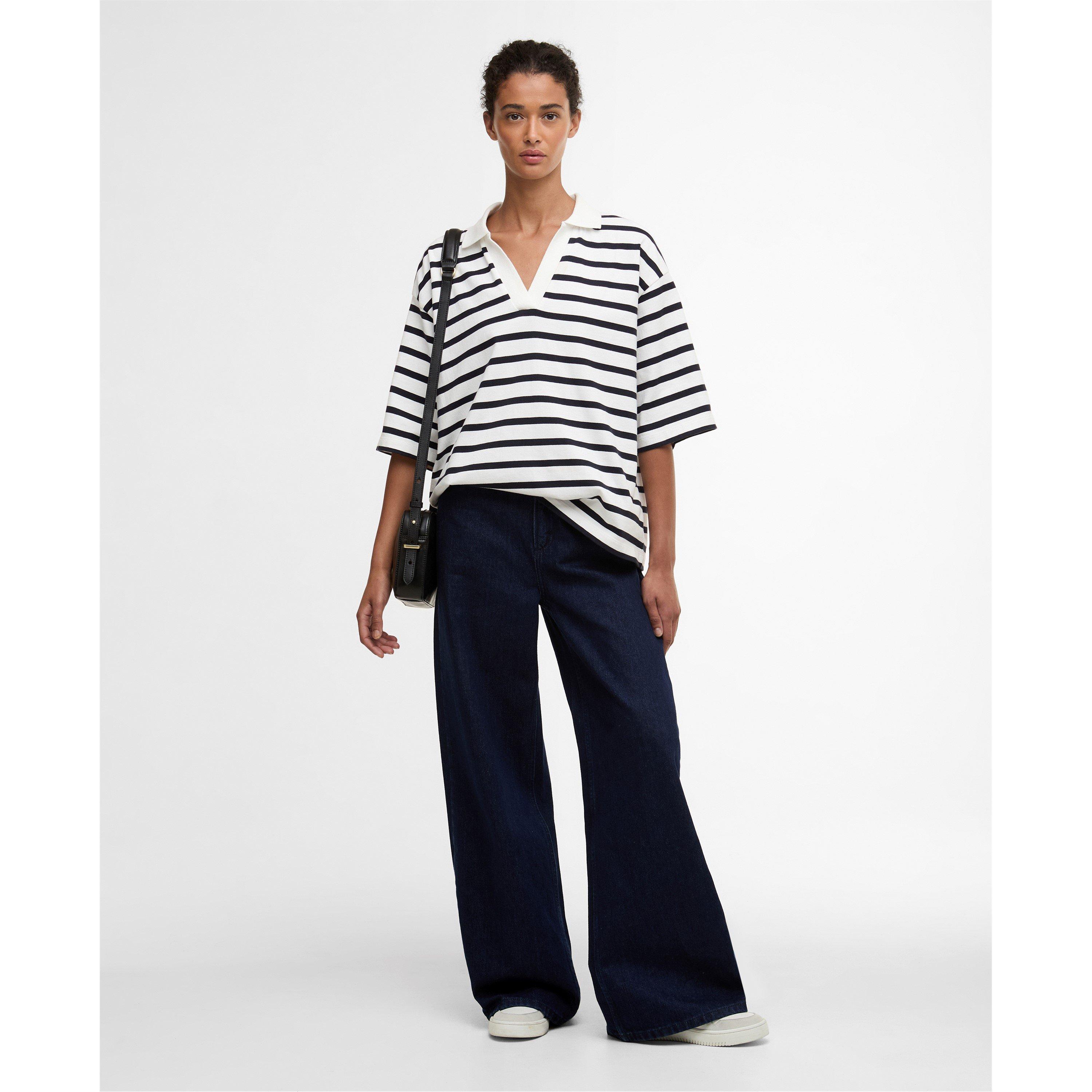 Cloud / Navy - Barbour - Womens Inez Striped T-Shirts - 6