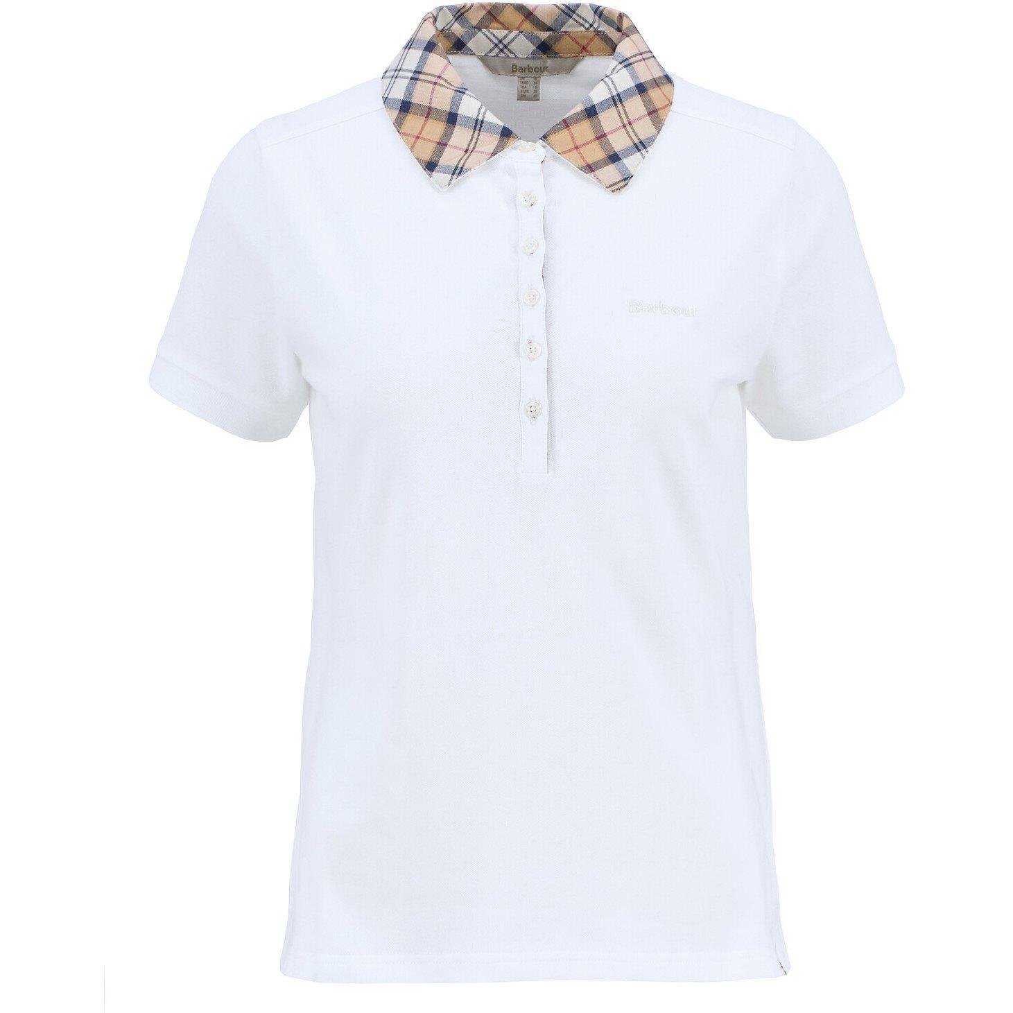 Barbour Women's Short Sleeve Polo Shirt - White/Hessian - 14 (L)