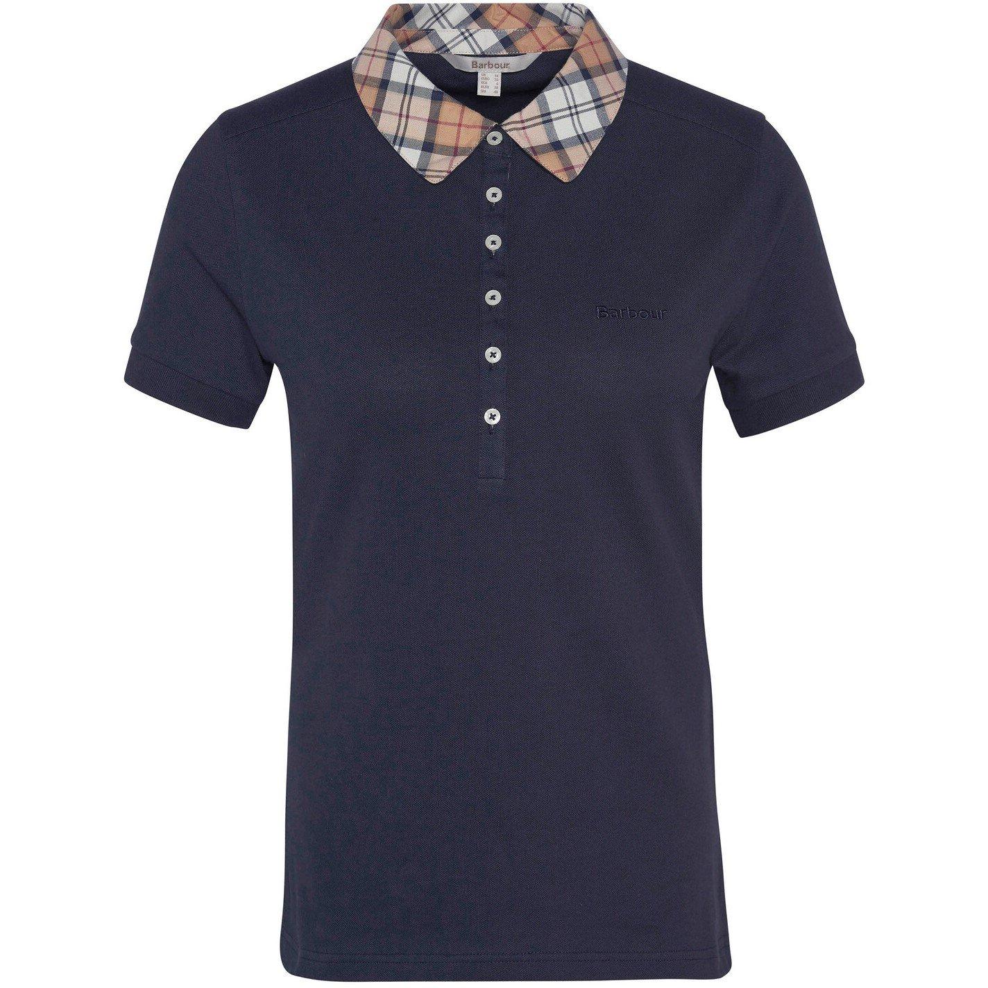 Barbour Women's Short Sleeve Polo Shirt - Navy/Hessian - 14 (L)