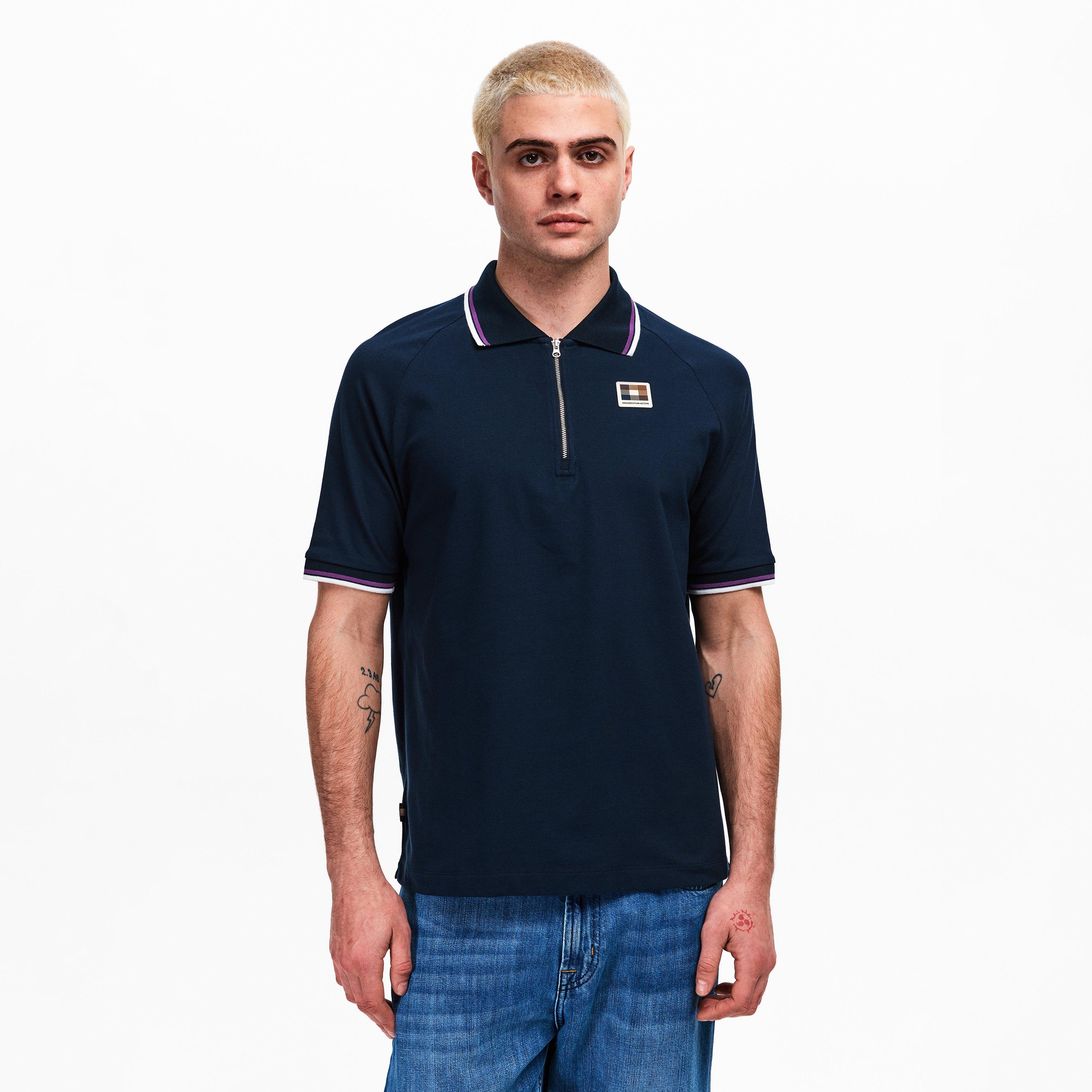 Navy - Aquascutum - AquAct Zip Polo Sn62 - 3