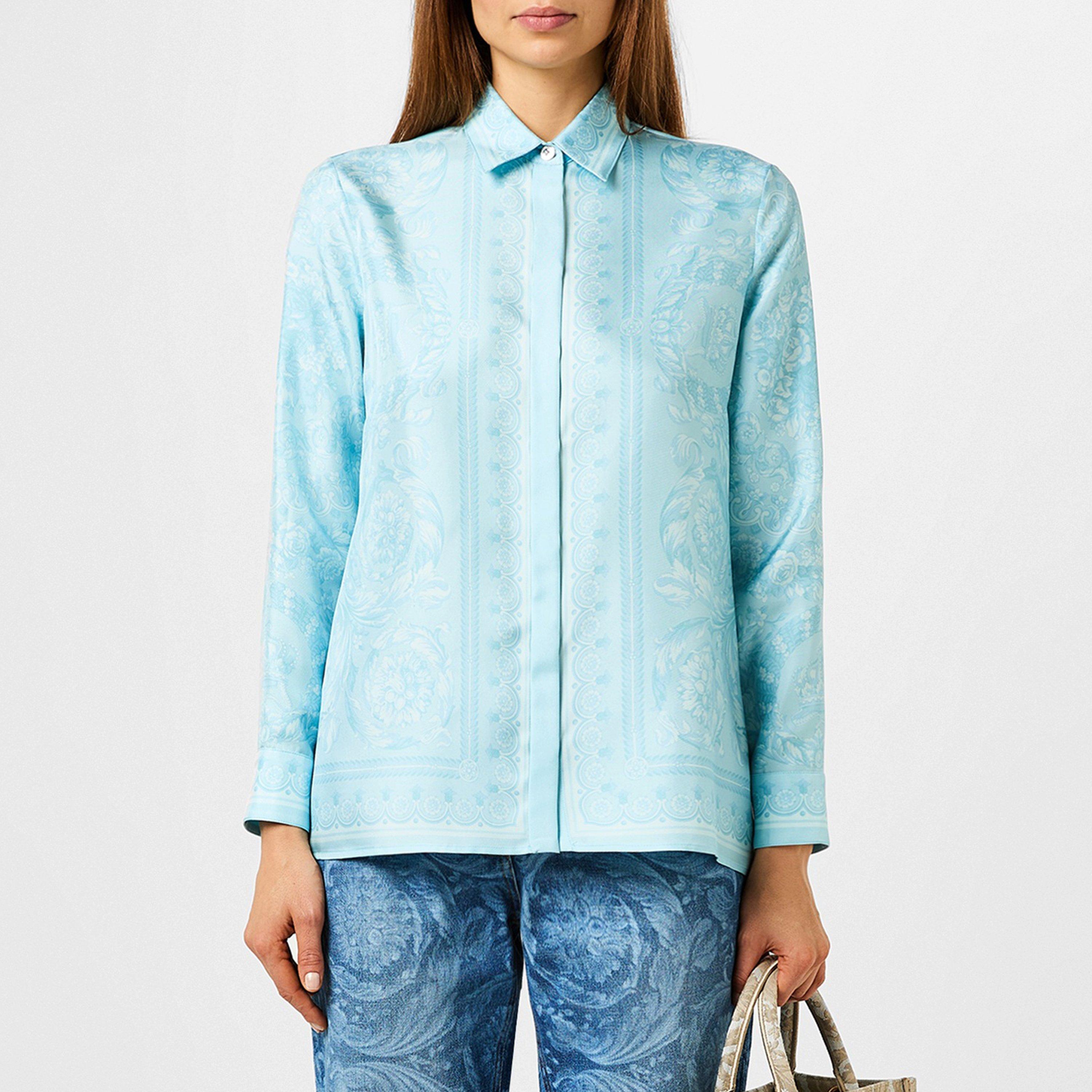 Versace Barocco Silk Shirt Blouses Long Sleeve Cruise Fashion
