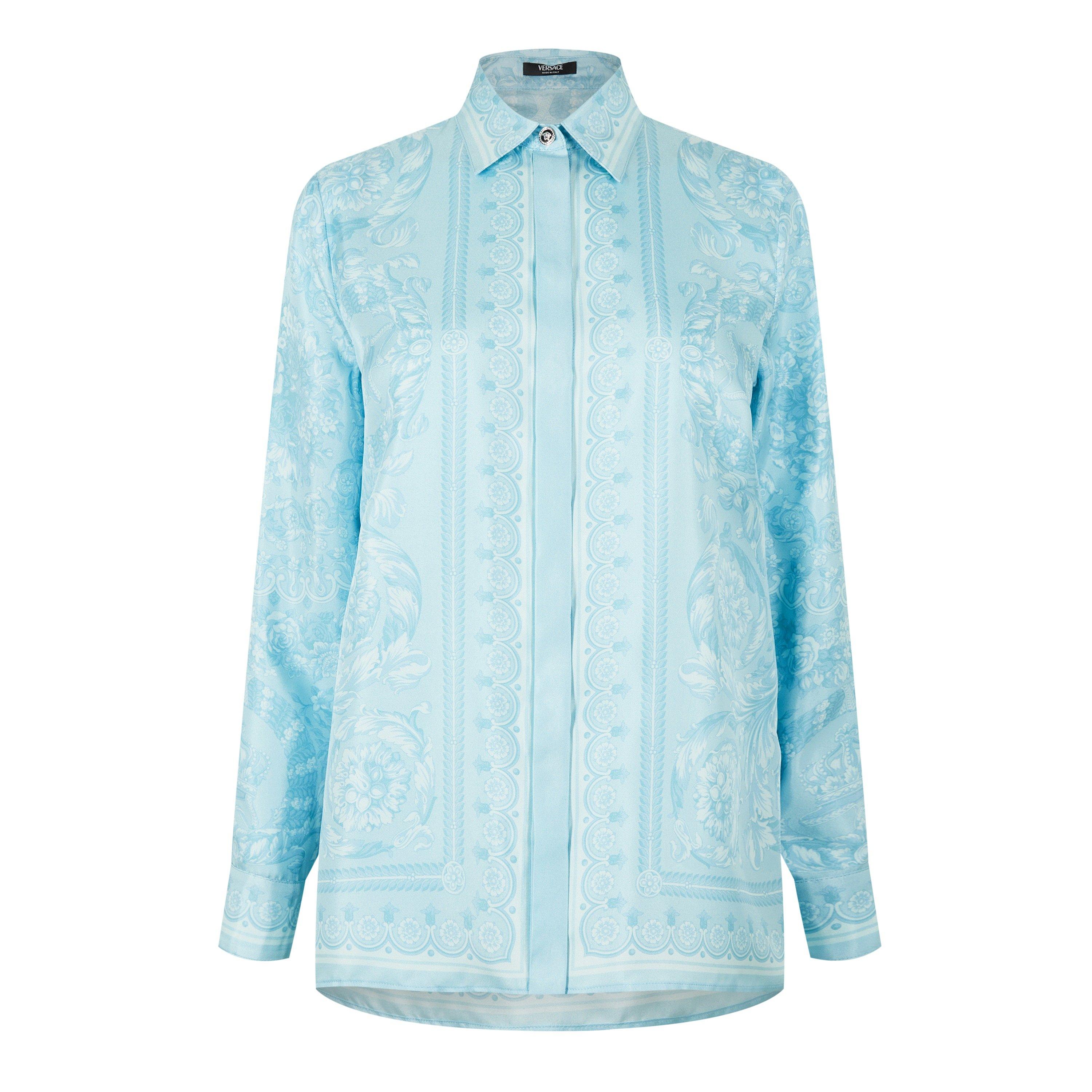 Pale Blue - Versace - Barocco Silk Shirt - 5