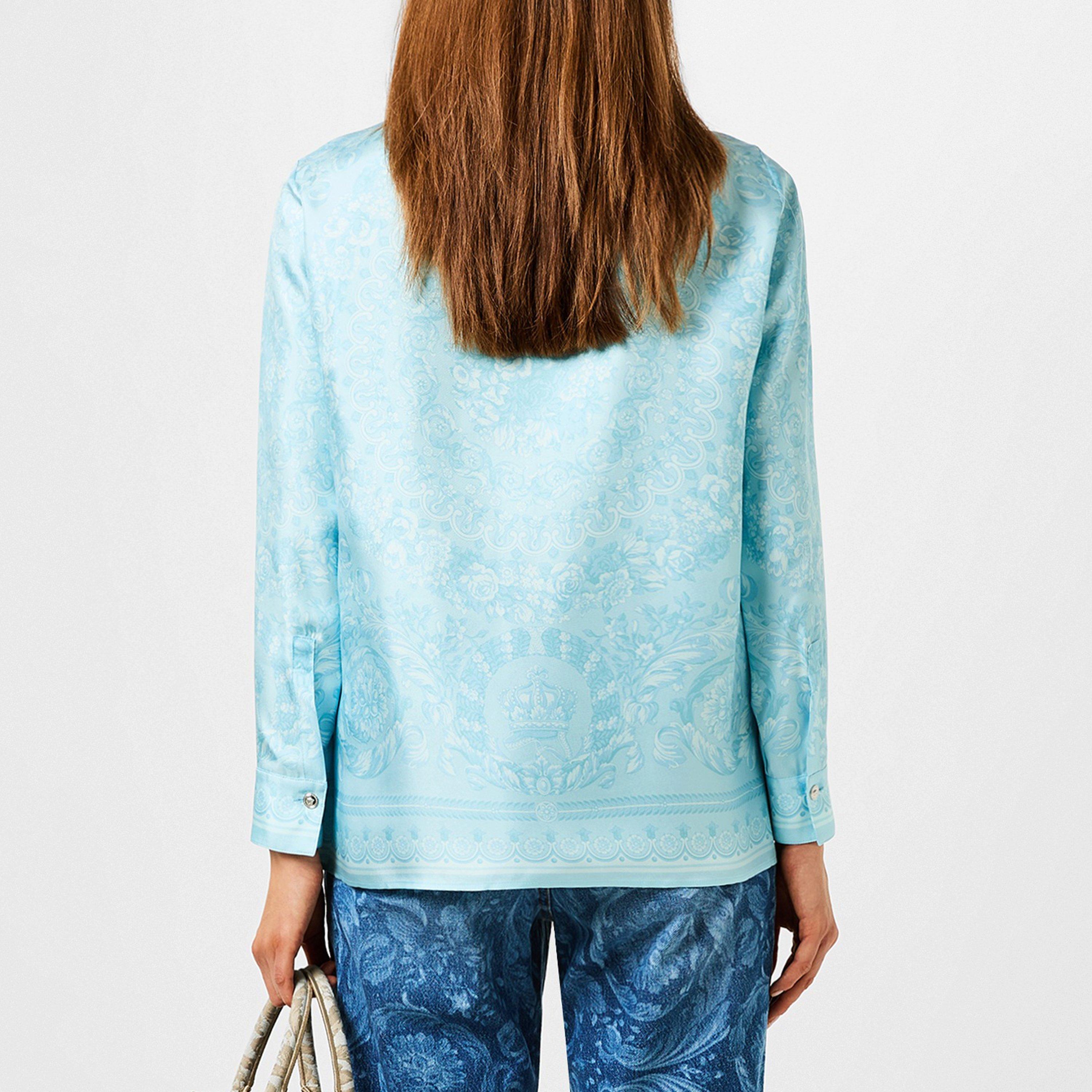 Pale Blue - Versace - Barocco Silk Shirt - 3