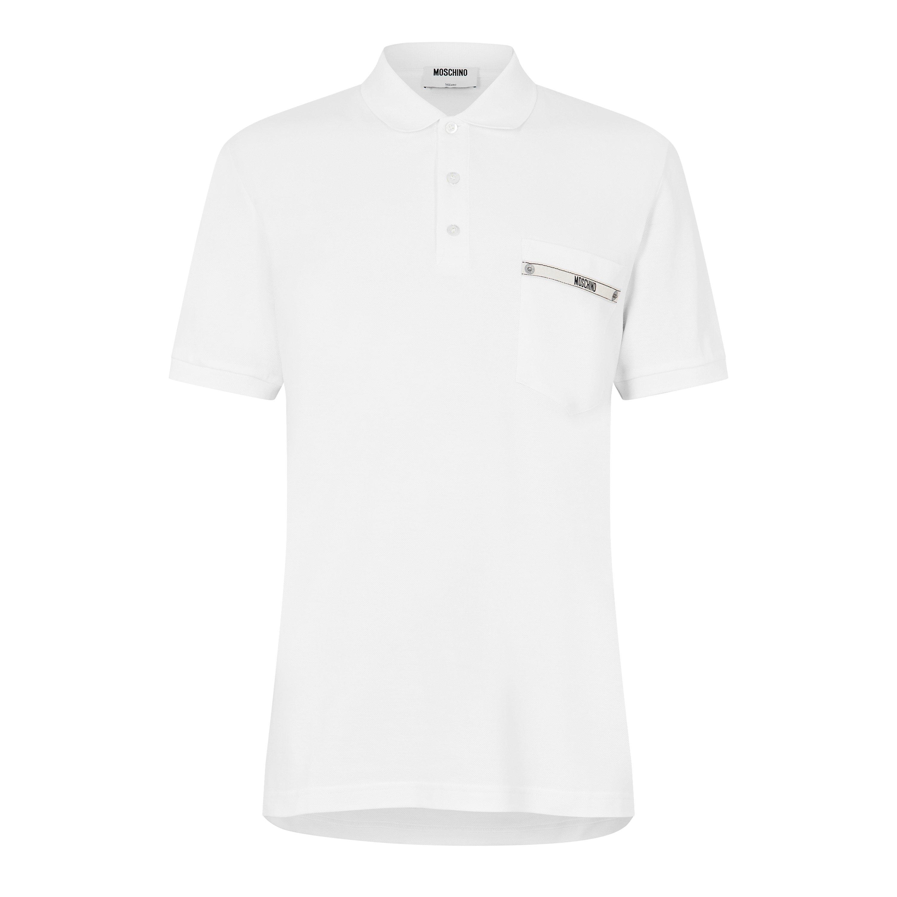 Moschino Men's Tape Short Sleeve Polo Shirt - White - L