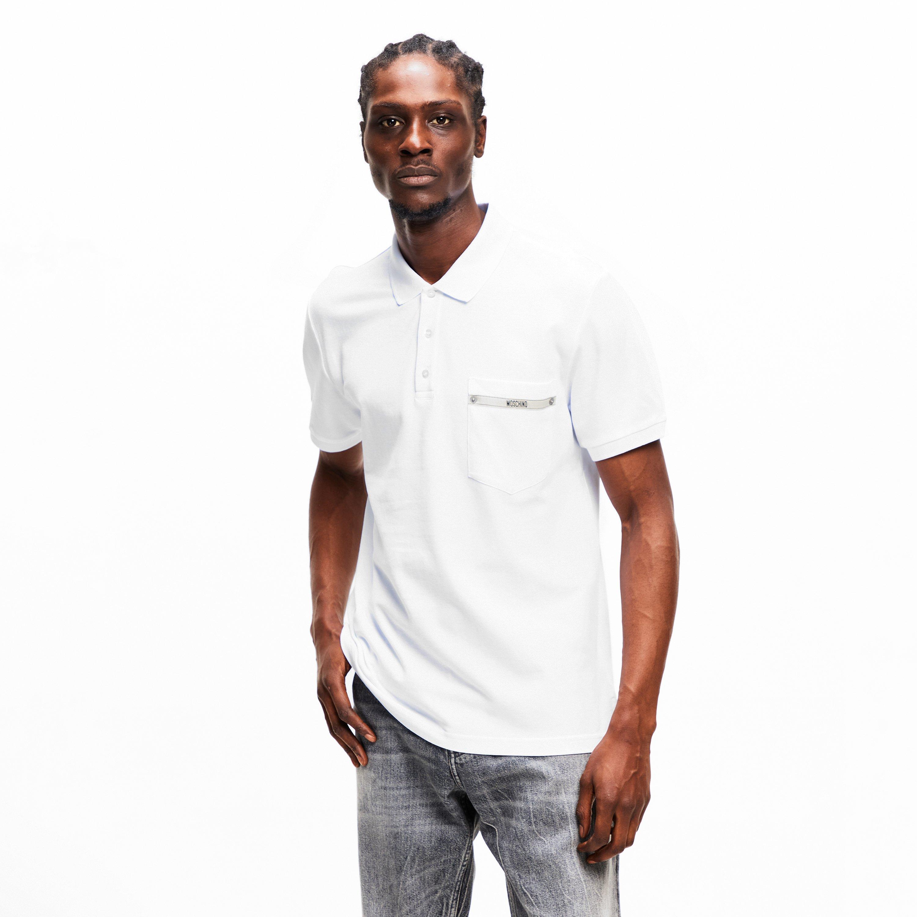 White - Moschino - Men's Tape Short Sleeve Polo Shirt - 3