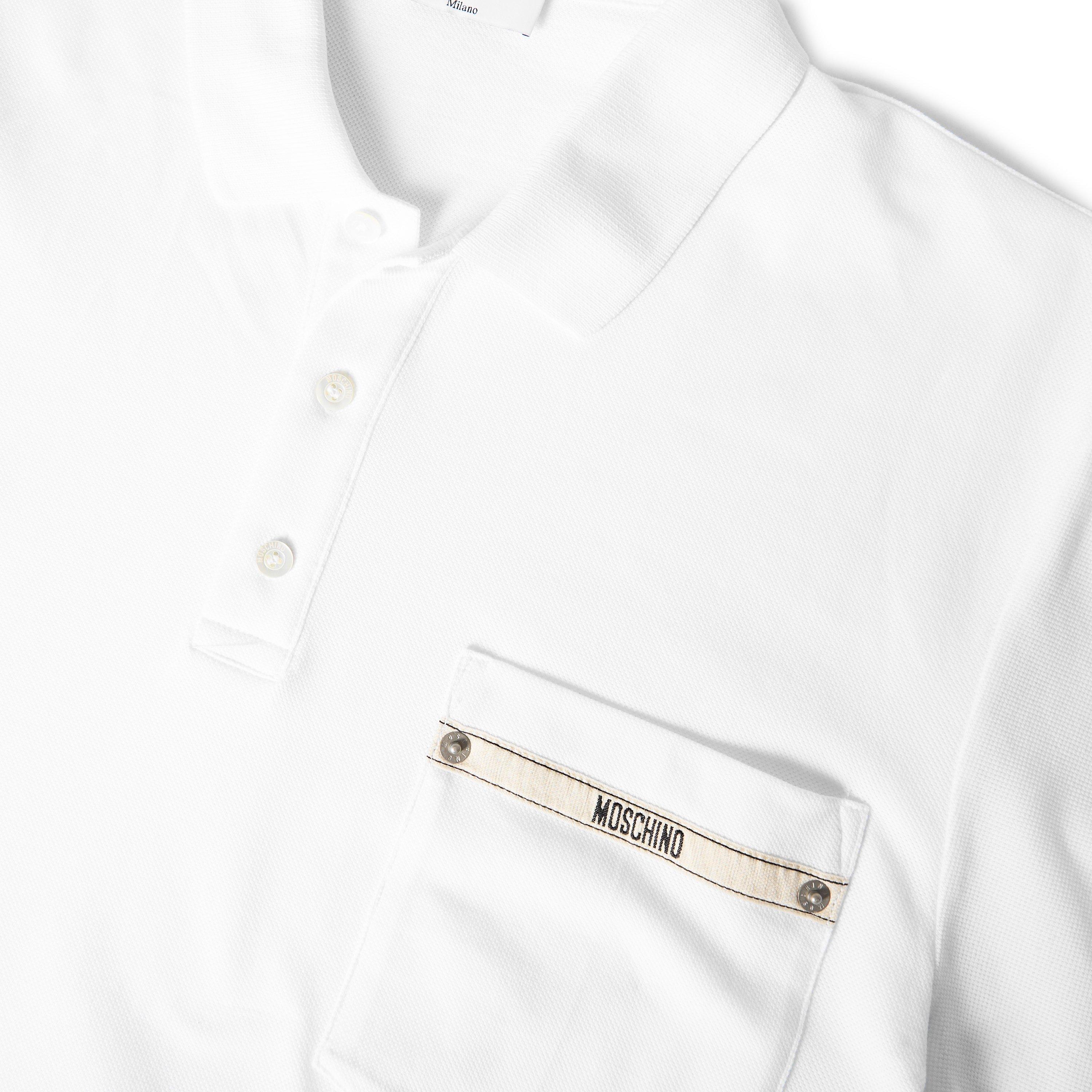 White - Moschino - Men's Tape Short Sleeve Polo Shirt - 5