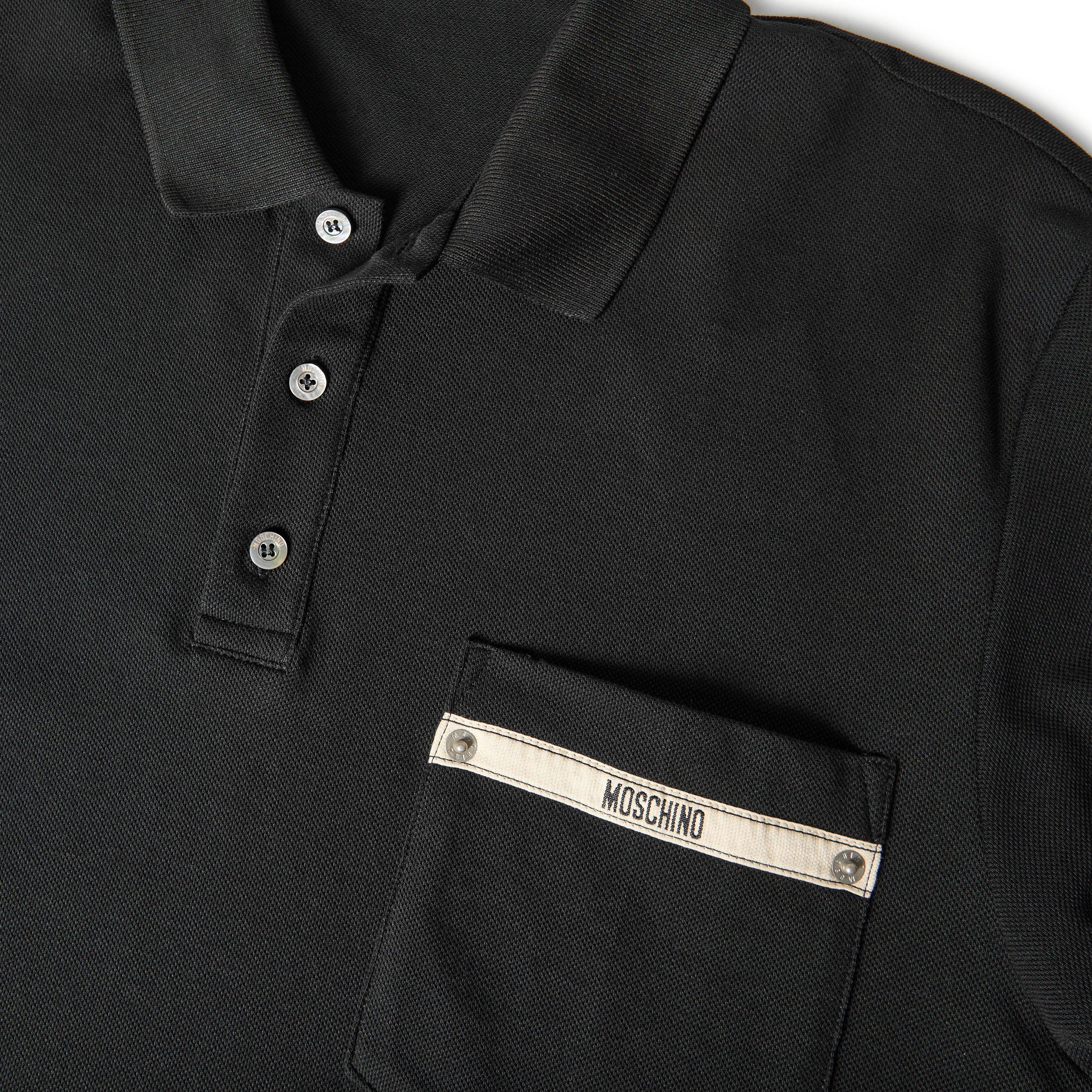 Black - Moschino - Men's Tape Short Sleeve Polo Shirt - 5