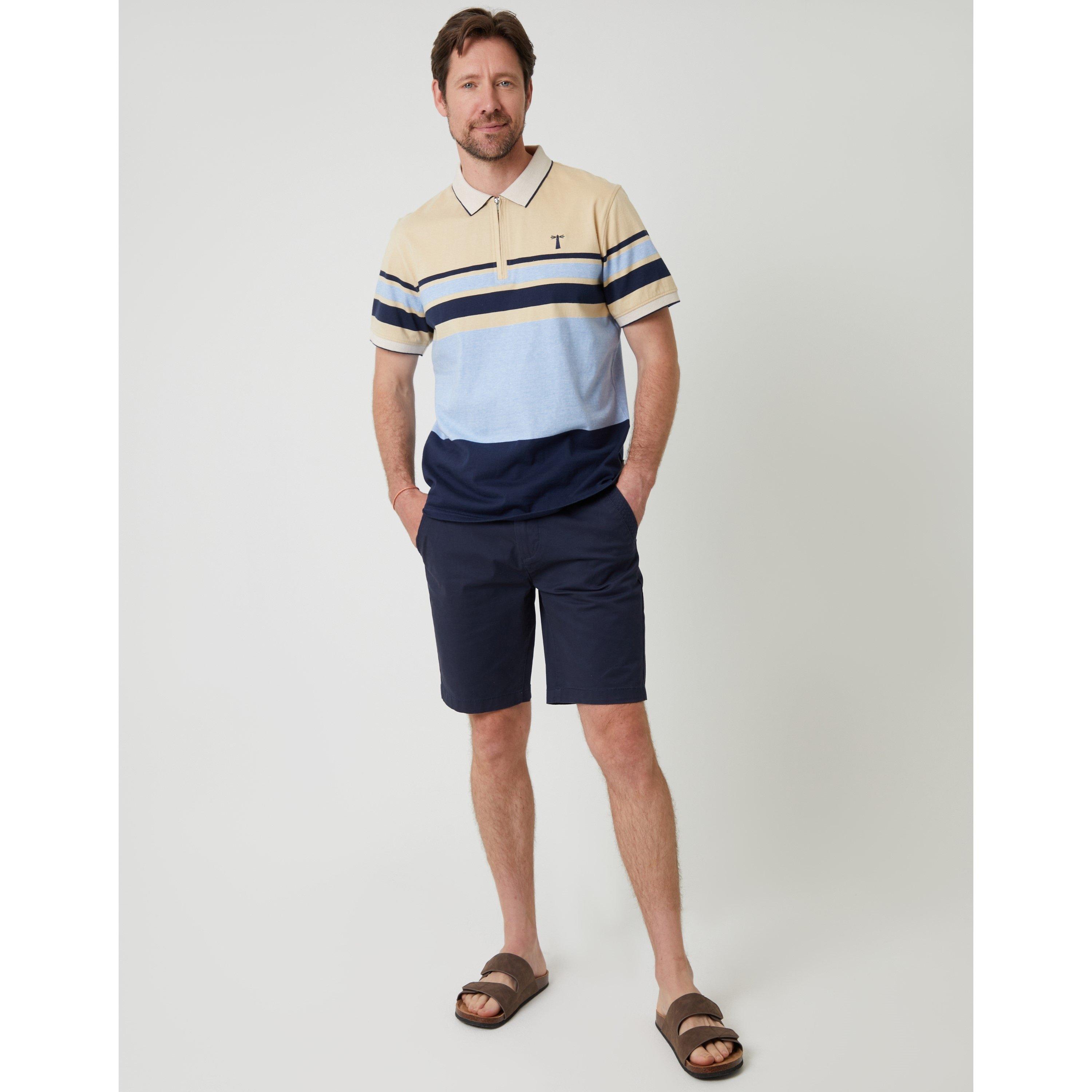 Nvy/St Stripe - Saltwell - Saltwel Zipped Short-Sleeve Polo Shirt - 2