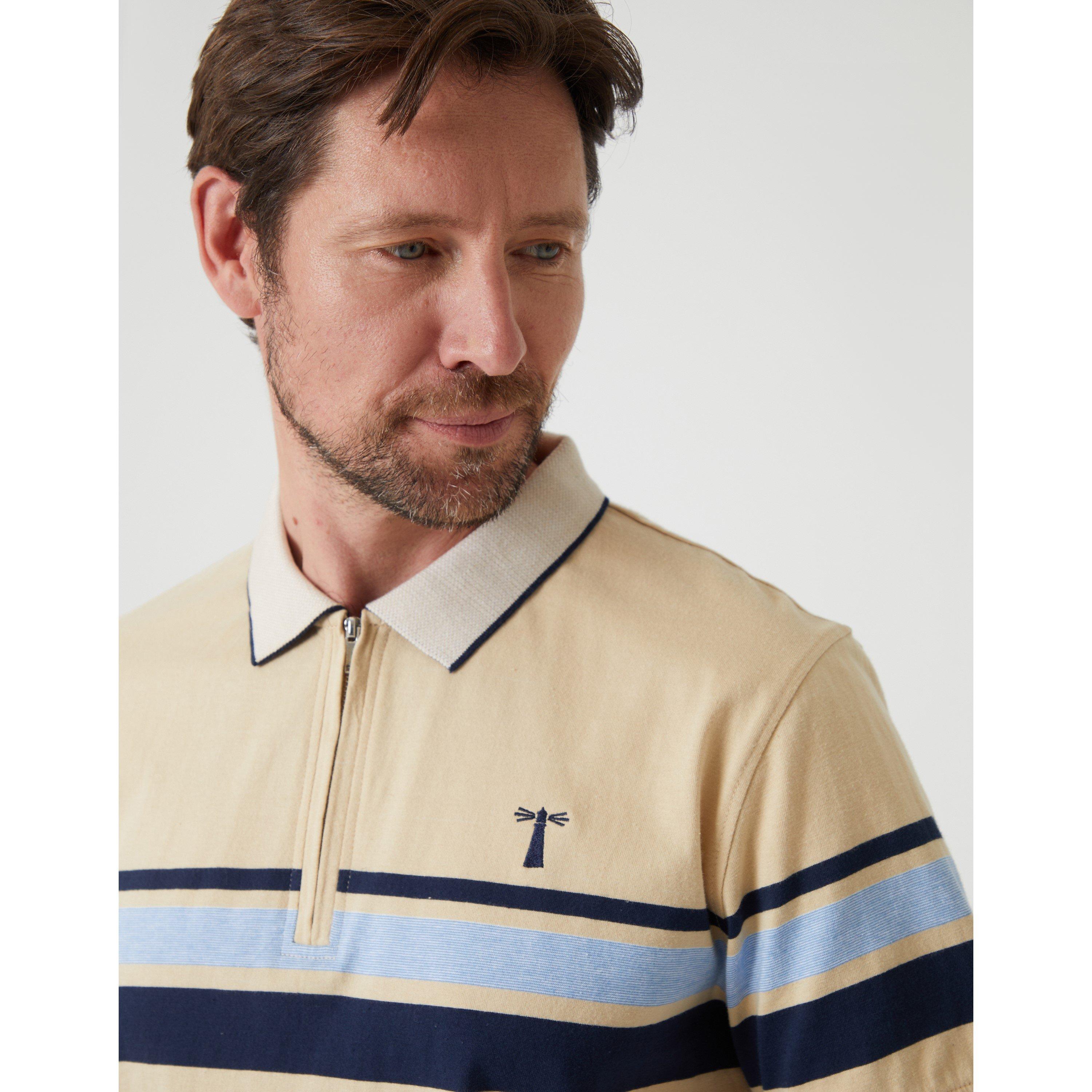 Nvy/St Stripe - Saltwell - Saltwel Zipped Short-Sleeve Polo Shirt - 4