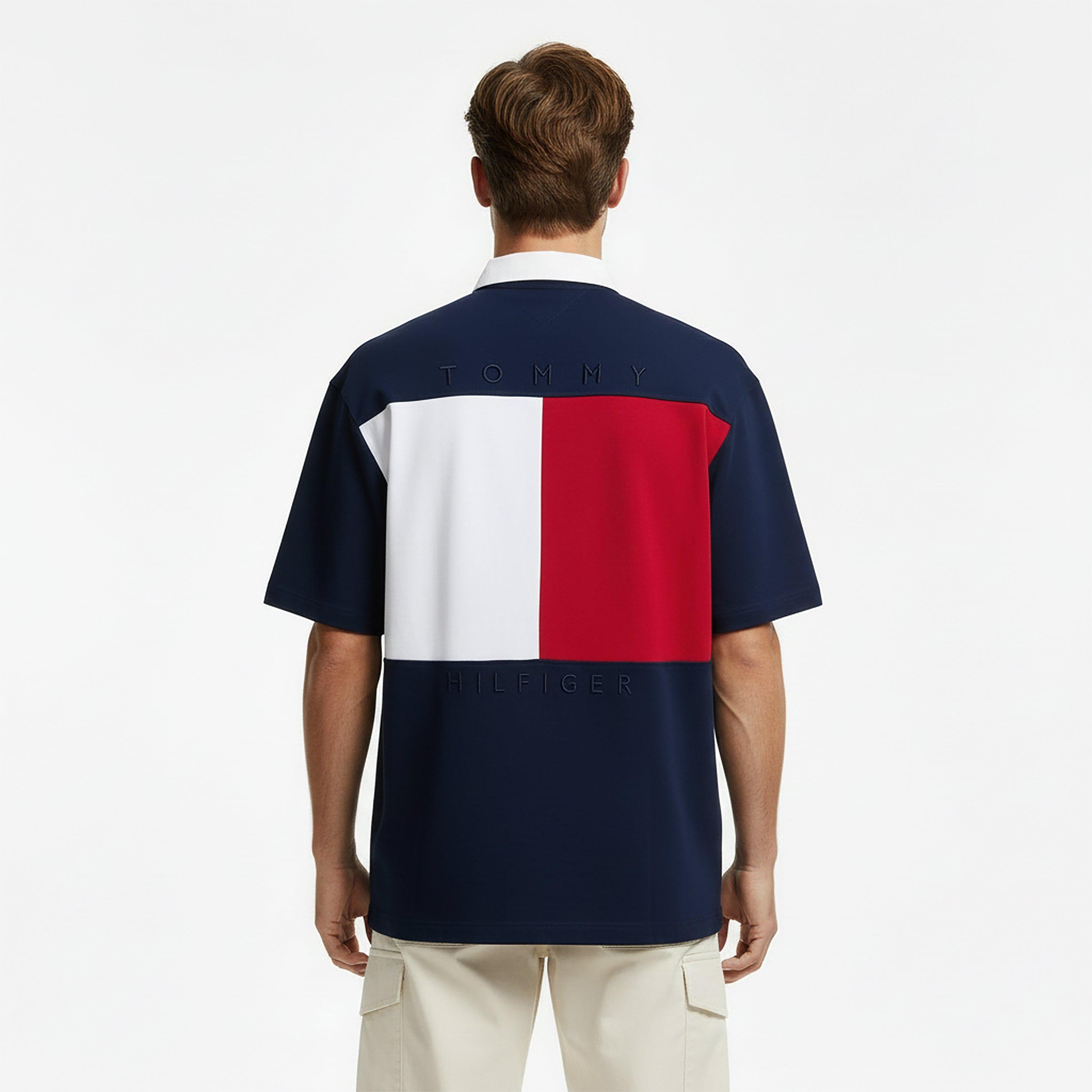 Carbon Navy - Tommy Hilfiger - Men's Back Flag Short Sleeve Polo Shirt - 4