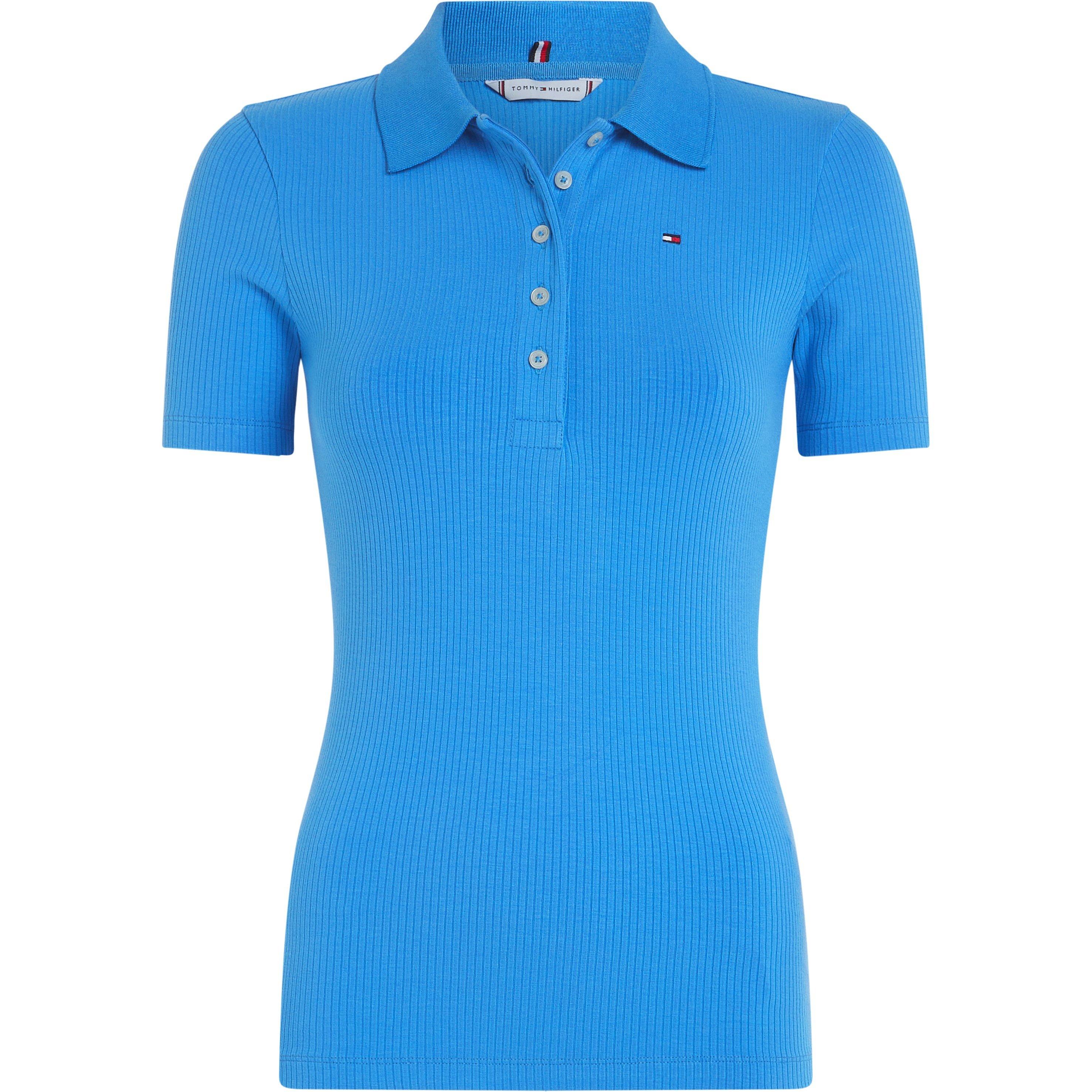 Blue Spell - Tommy Hilfiger - Women's Ribbed Logo Short-Sleeve Polo Shirt - 5
