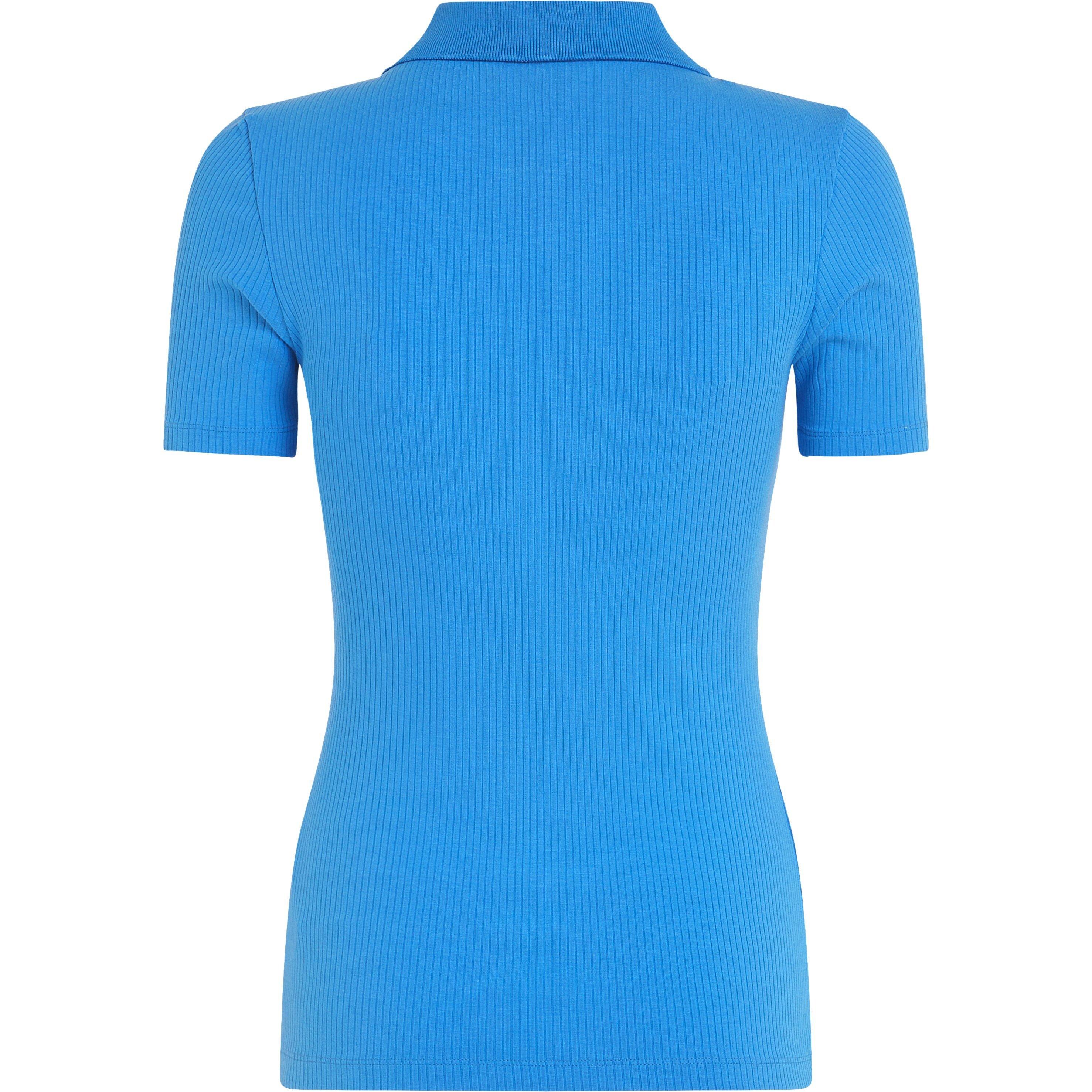 Blue Spell - Tommy Hilfiger - Women's Ribbed Logo Short-Sleeve Polo Shirt - 6