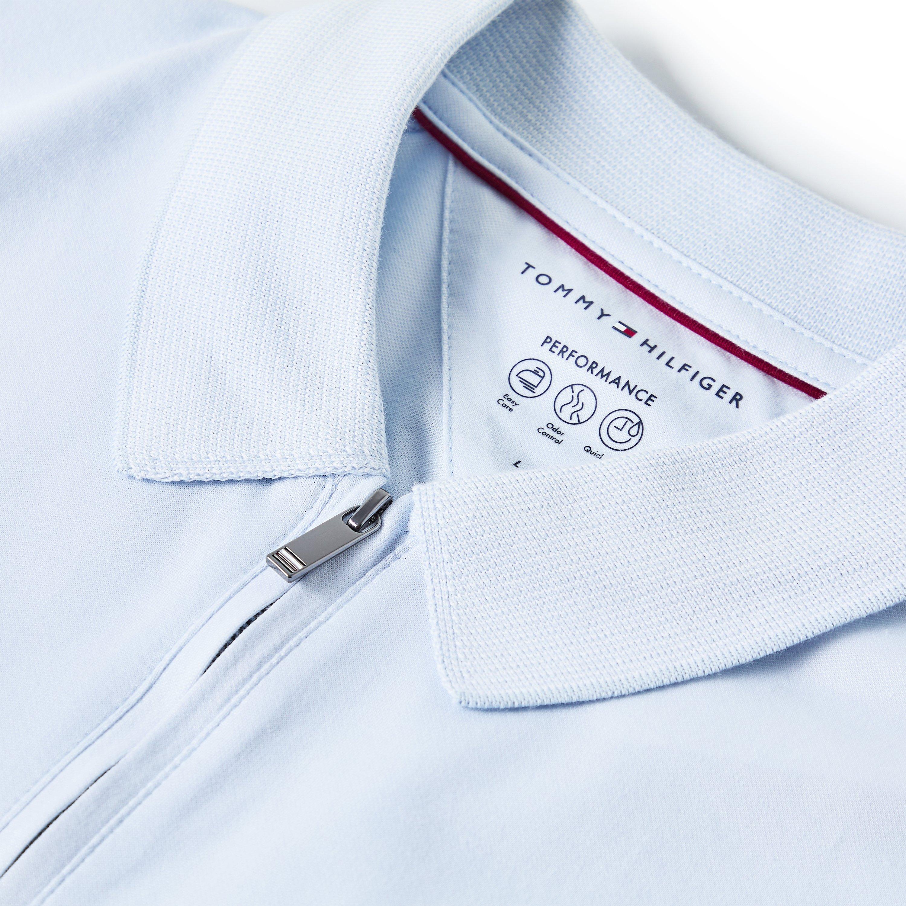 Breezy Blu/Wht - Tommy Hilfiger - Men's DC Zipped Short Sleeve Polo Shirt - 5