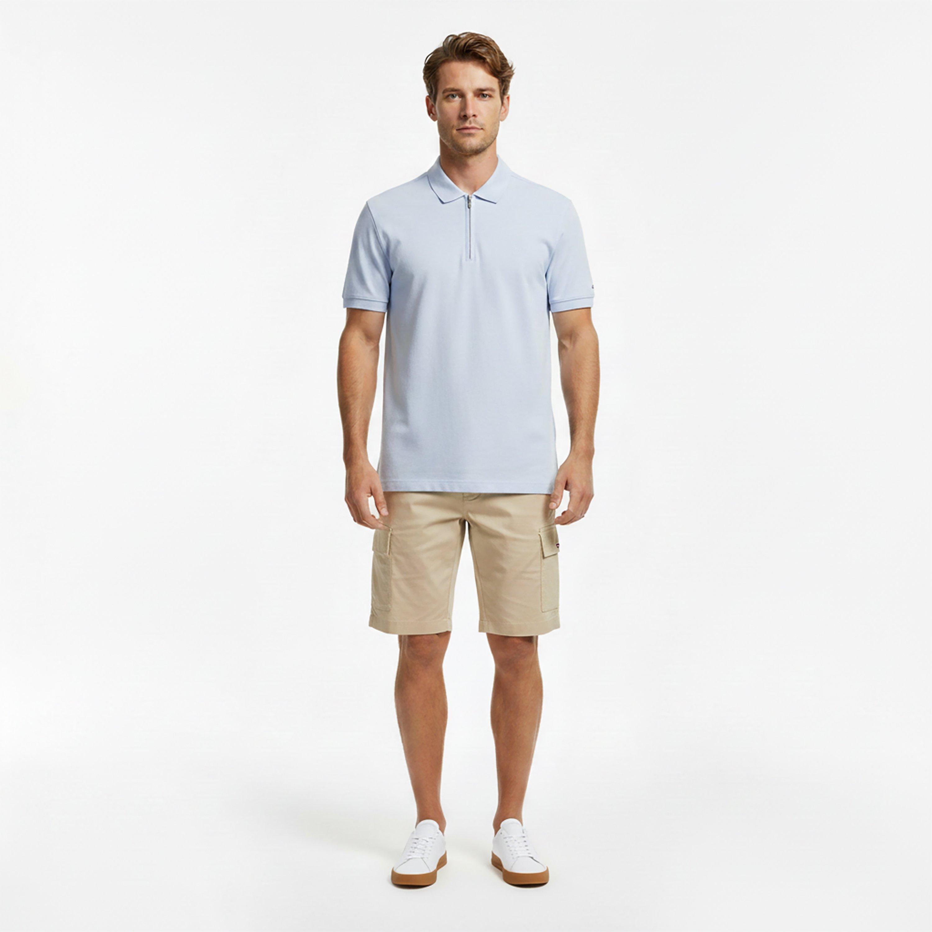 Breezy Blu/Wht - Tommy Hilfiger - Men's DC Zipped Short Sleeve Polo Shirt - 6