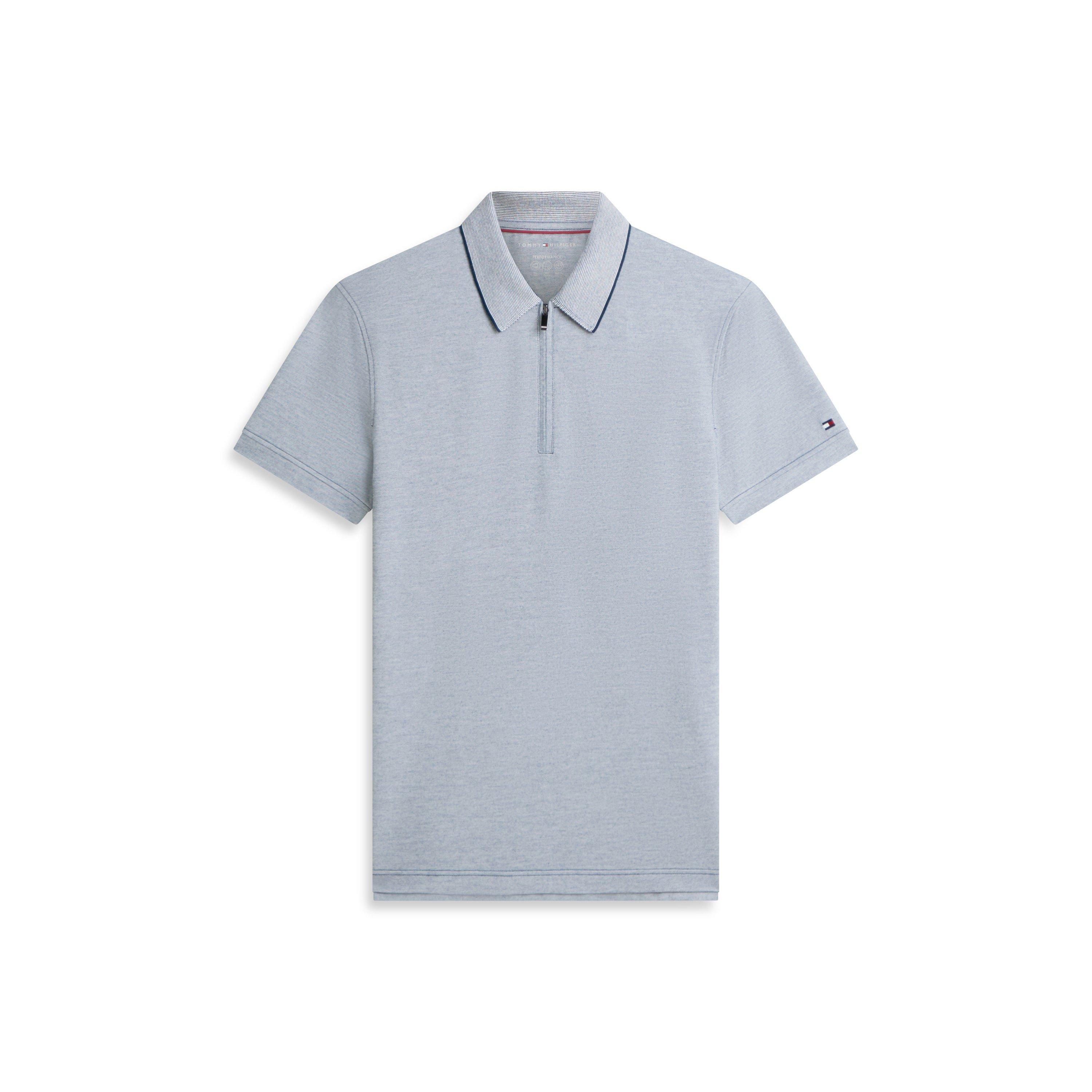 Tommy Hilfiger Men's DC Zipped Short Sleeve Polo Shirt - Navy Iris/White - Size 2XL