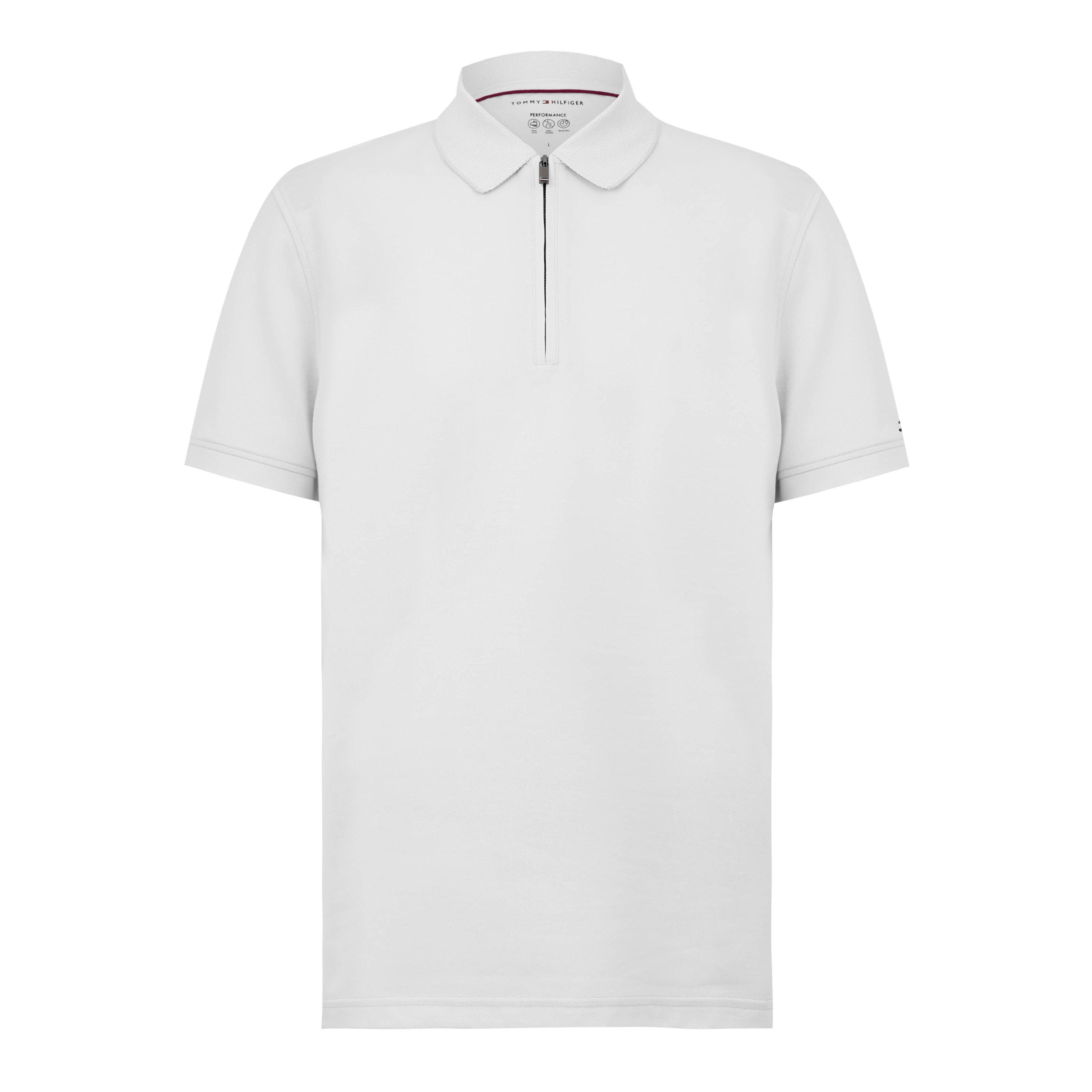 Tommy Hilfiger Men's DC Zipped Short Sleeve Polo Shirt - Ivory/White - Size 2XL