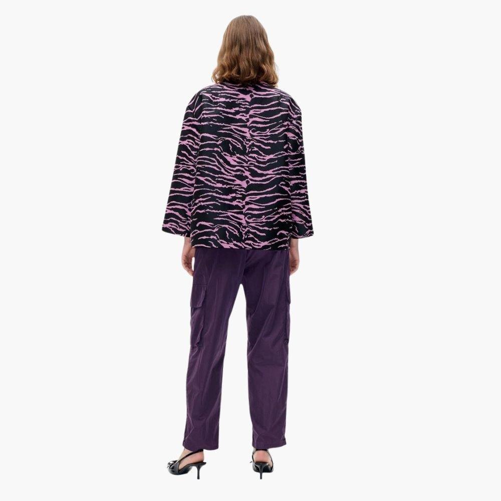 Mauve O Zebr - Baum und Pferdgarten - Womens Betina Long Sleeve Blouse - Mauve Orchid Zebra - 5