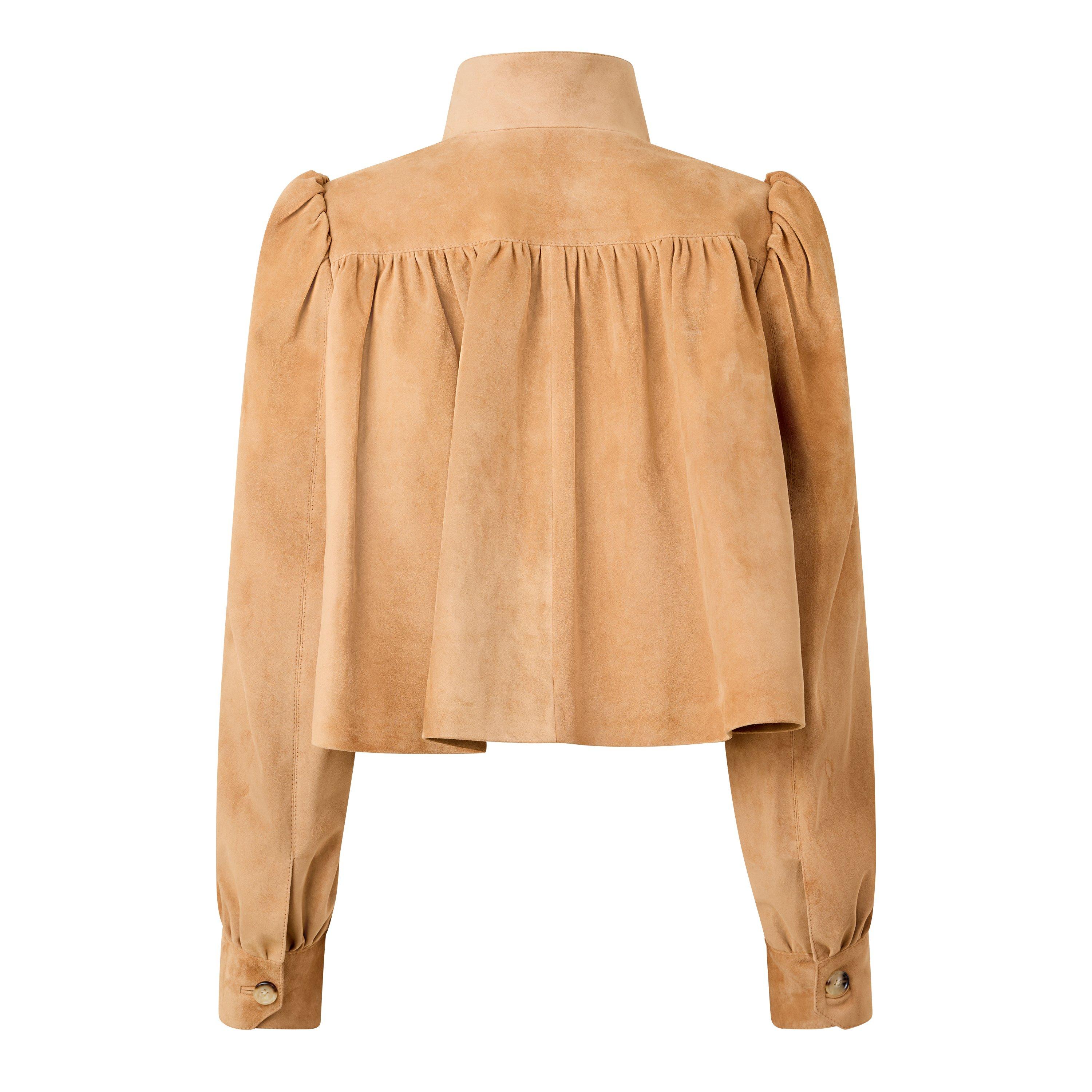 Creamy Brown - Chloe - Women's CV28 Long Sleeve Leather Jacket - 2