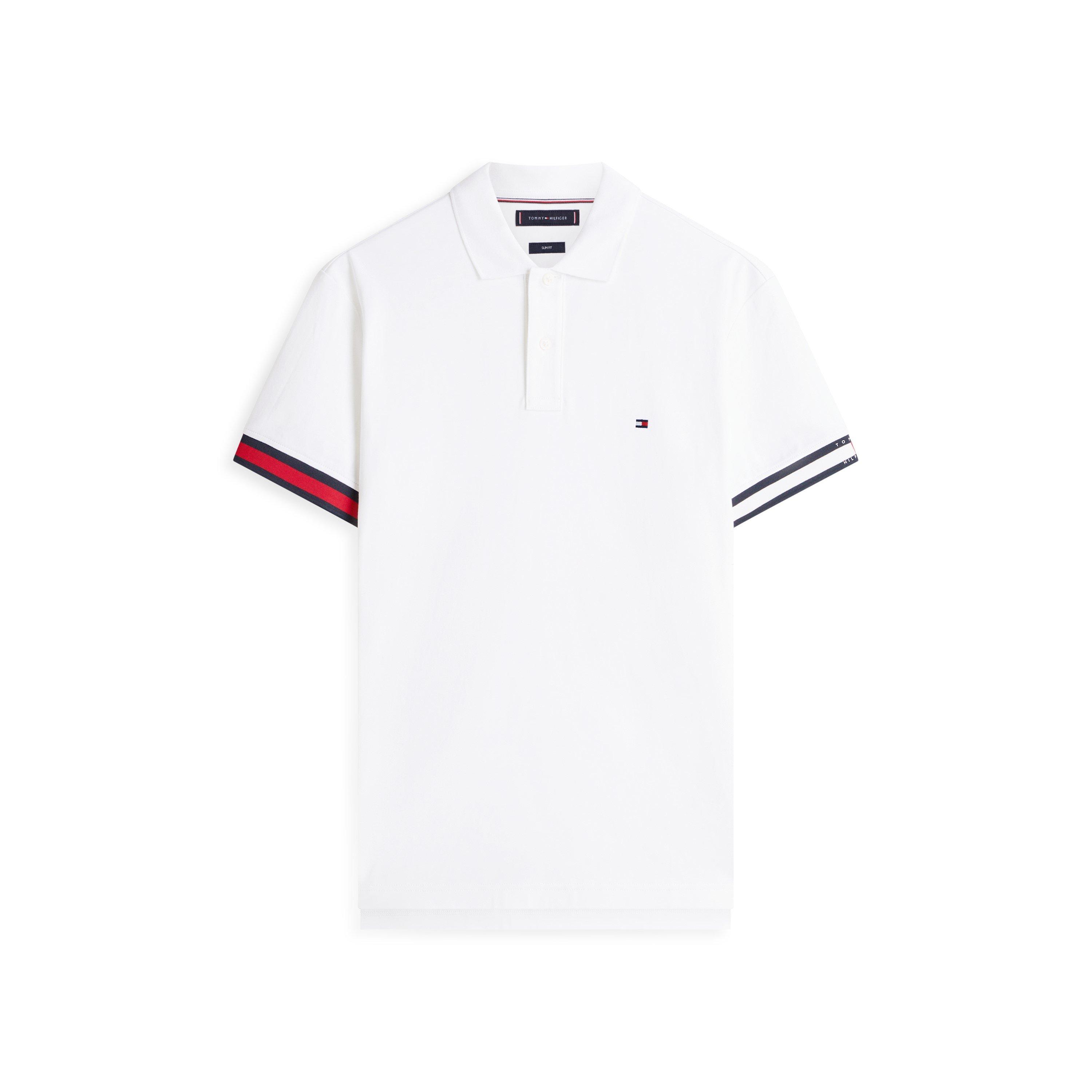 Tommy Hilfiger Men's White Tommy Cuff Liqudpolo Sn62 - L