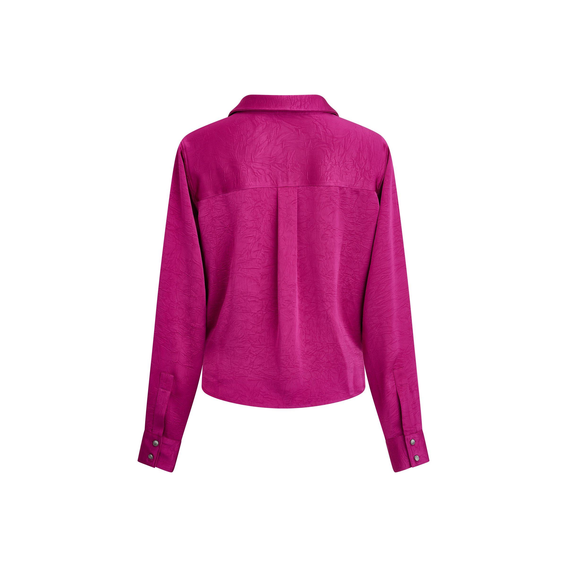 Raspberry - DKNY - Women's Twist Crease Long-Sleeve Blouse - 2