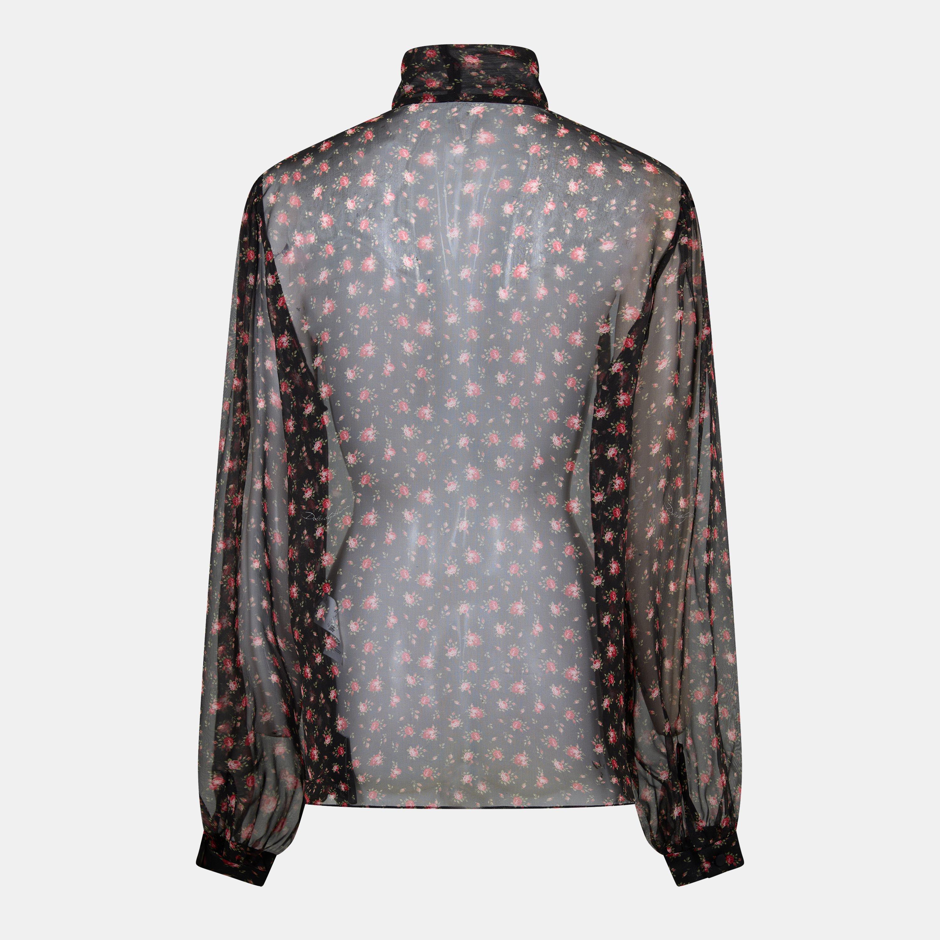 Roselline Nero - Dolce and Gabbana - Women's Tie Long Sleeve Blouse - 2