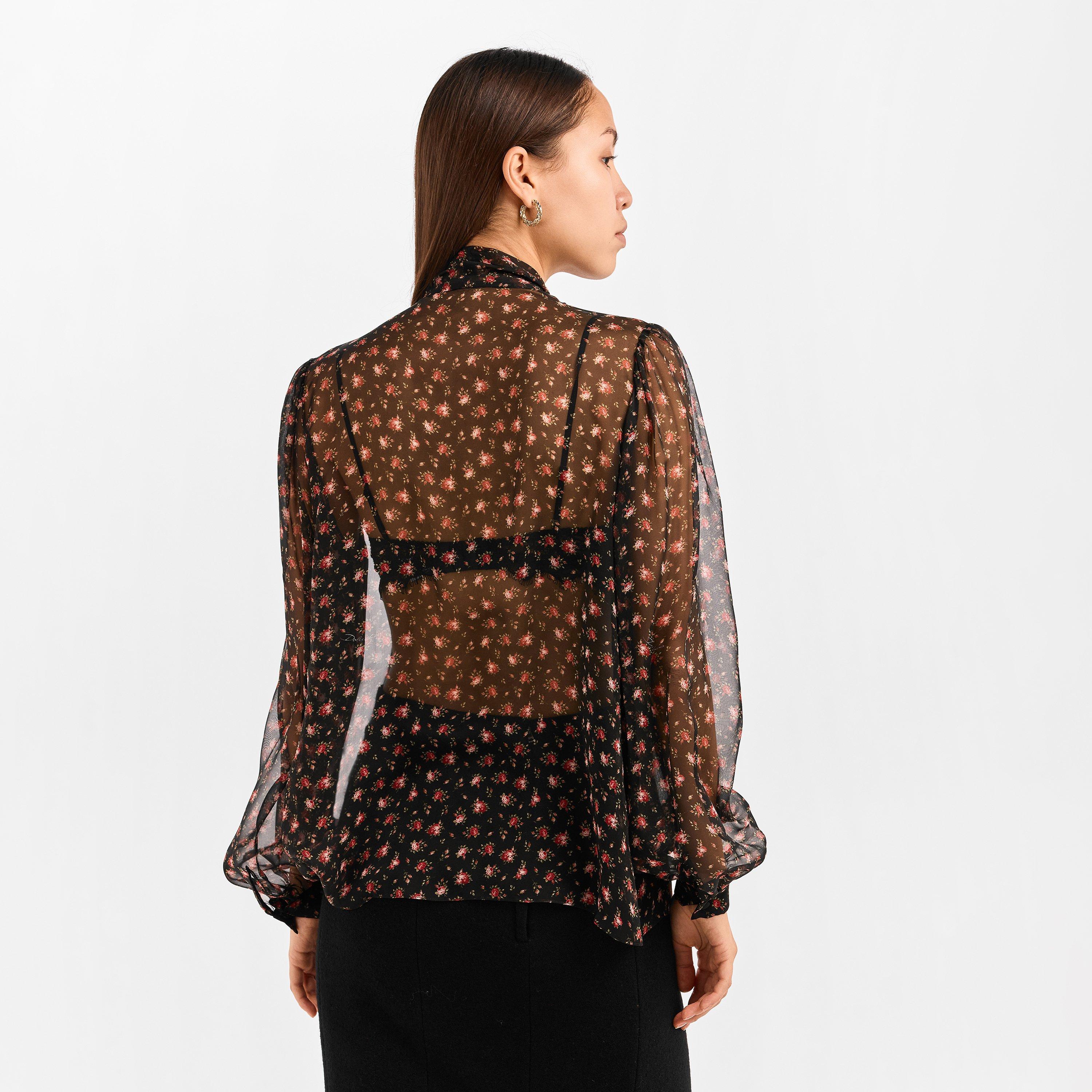 Roselline Nero - Dolce and Gabbana - Women's Tie Long Sleeve Blouse - 4