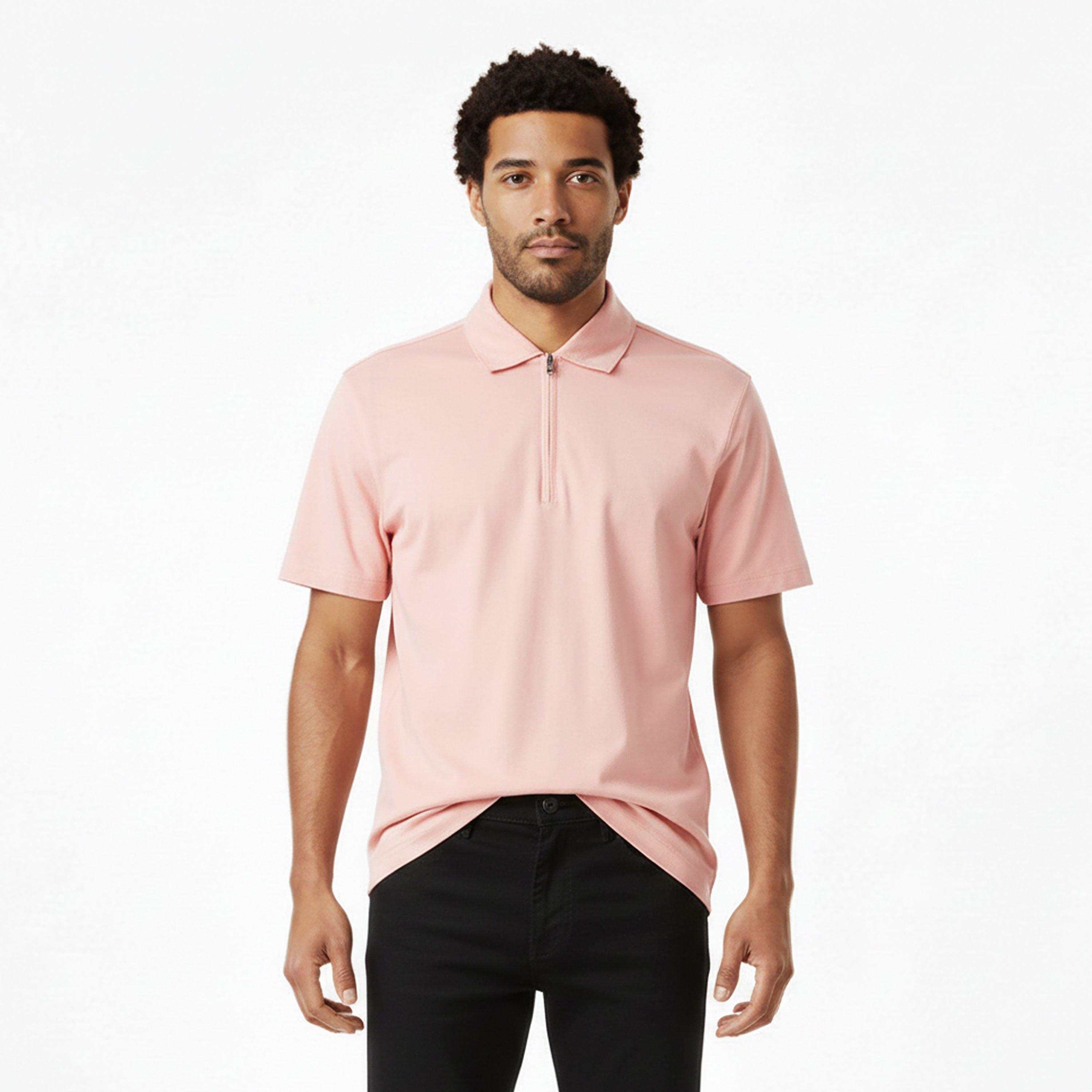 Light Pink 686 - Boss - Men's H Paras  Black Short Sleeve Polo Shirt - 3