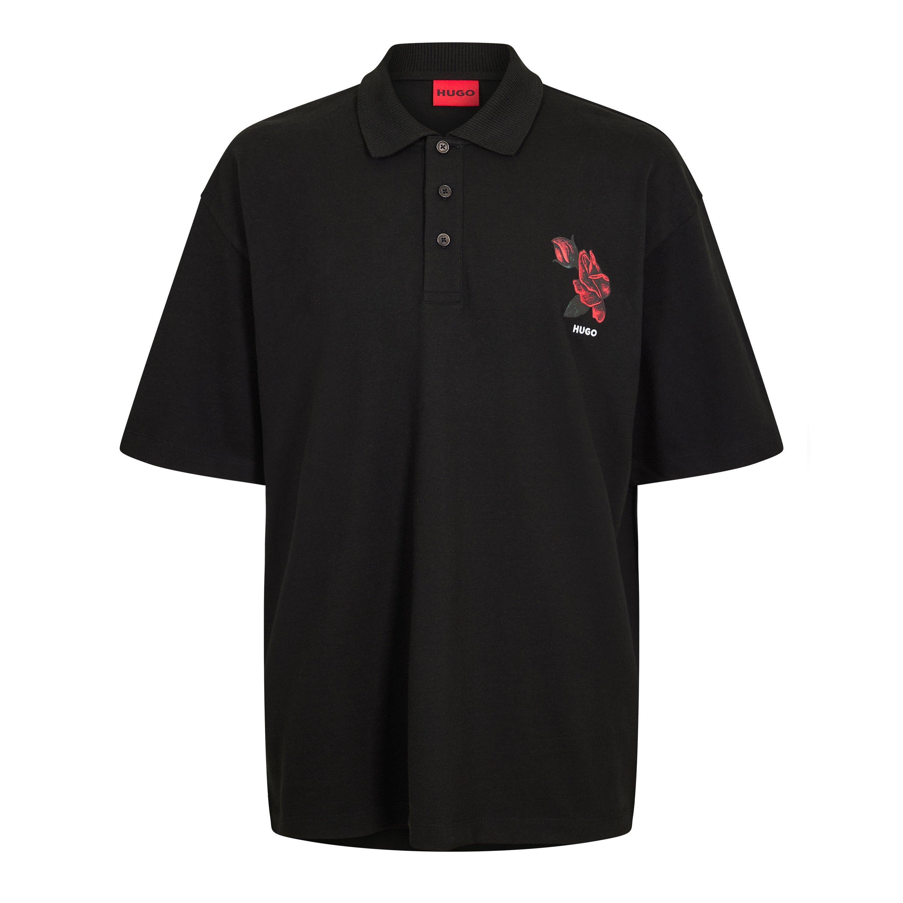 Black 001 - Hugo - Mens HUGO Dardigo Short Sleeve Polo Shirt with Artwork Detail - 1