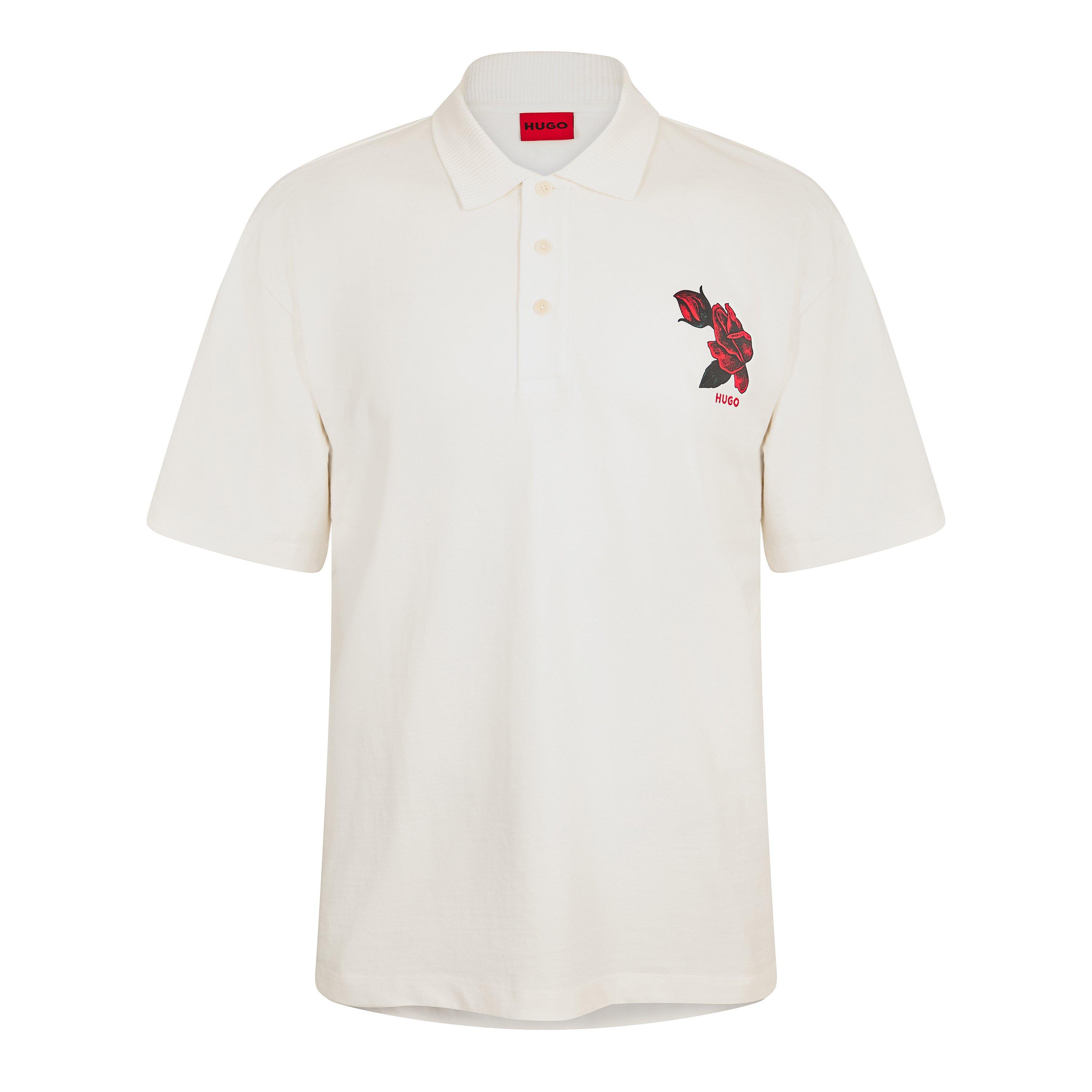 Hugo Men's Dardigo Short Sleeve Polo Shirt With Artwork Detail - White 102 - L