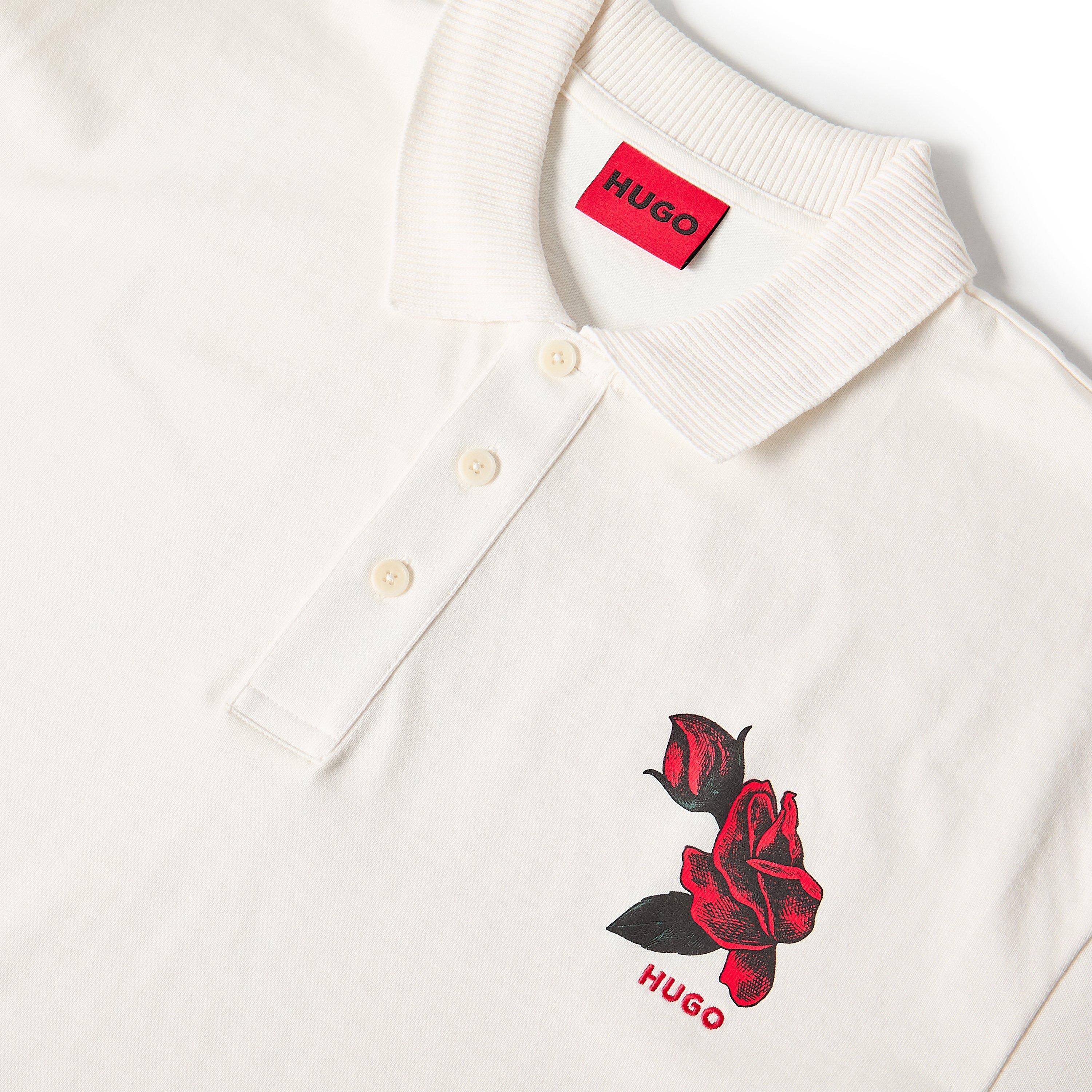 White 102 - Hugo - Mens HUGO Dardigo Short Sleeve Polo Shirt with Artwork Detail - 5