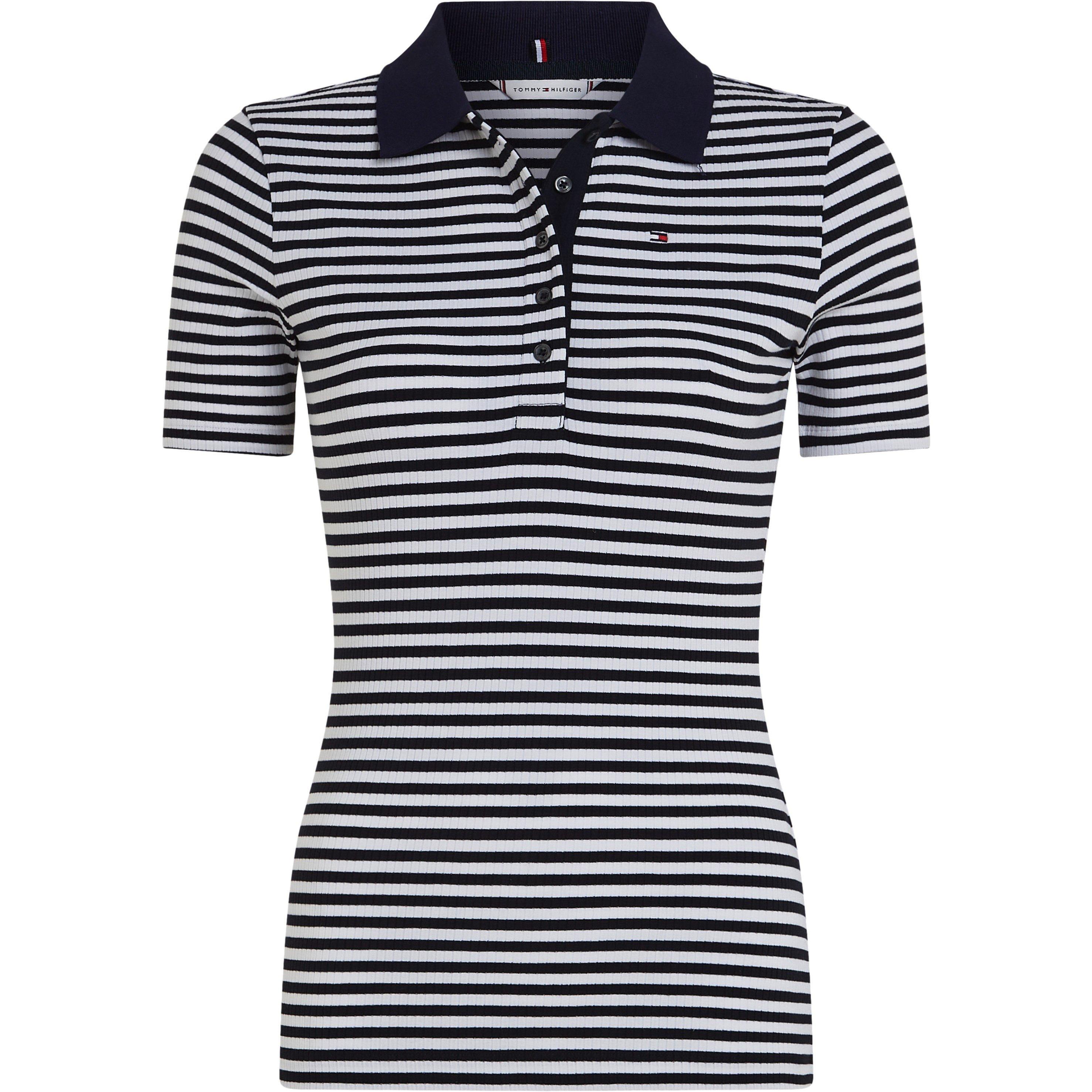 Stp Desert Sky - Tommy Hilfiger - Women's Ribbed Short-Sleeve Polo Shirt - 5