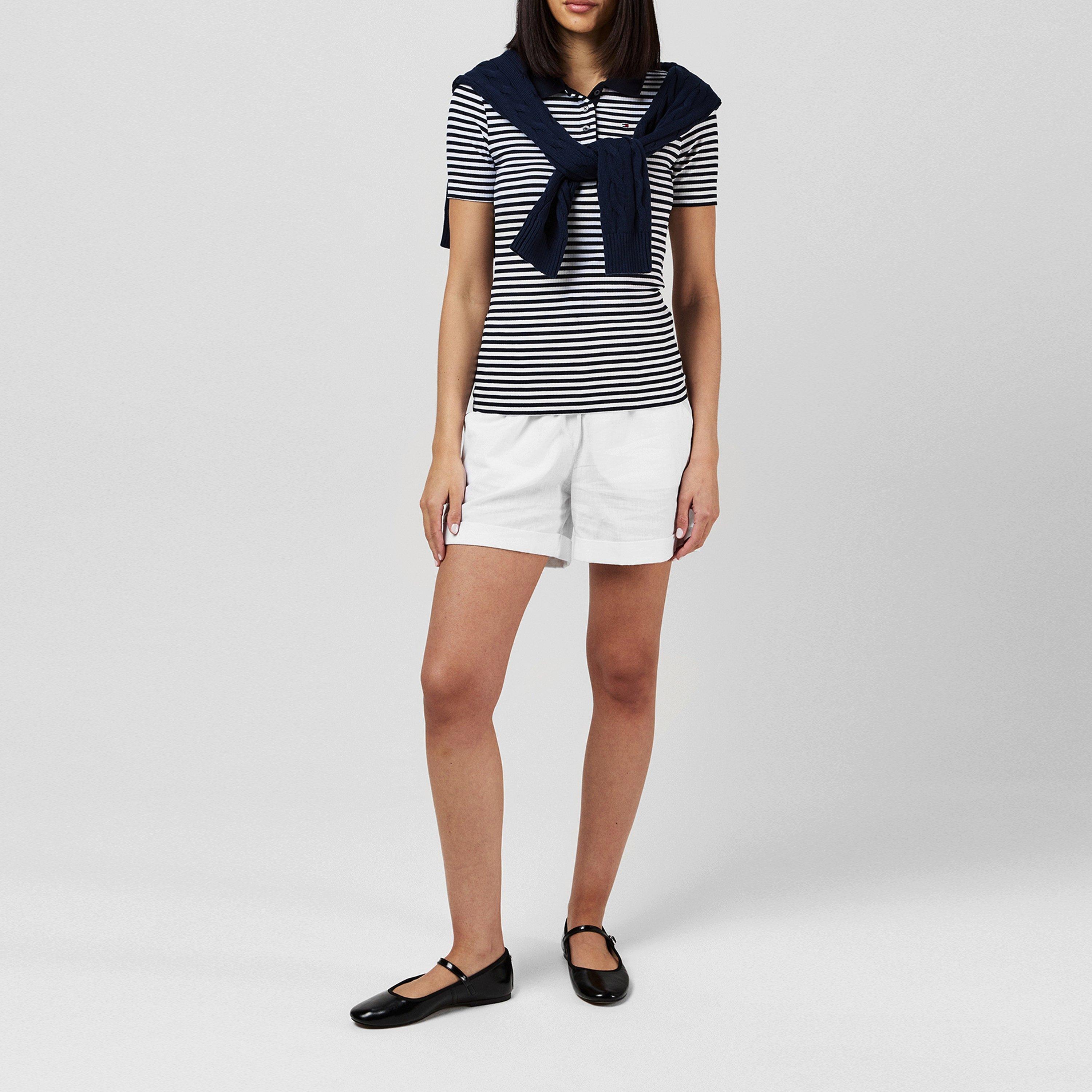 Stp Desert Sky - Tommy Hilfiger - Women's Ribbed Short-Sleeve Polo Shirt - 4