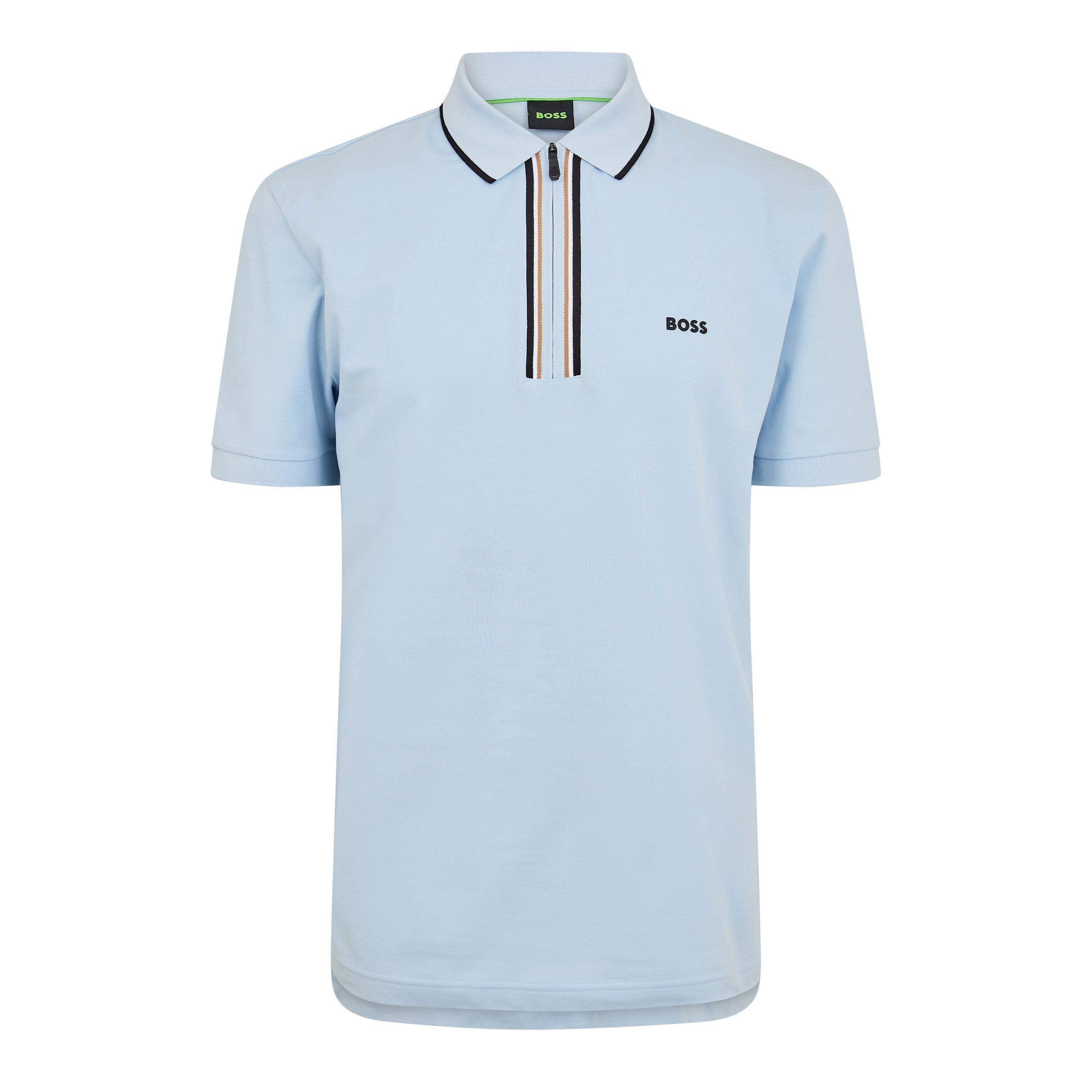 Boss Mens BOSS GREEN Short Sleeve Zip Polo Shirt (Philix) - Open Blue 460 - Size 2XL