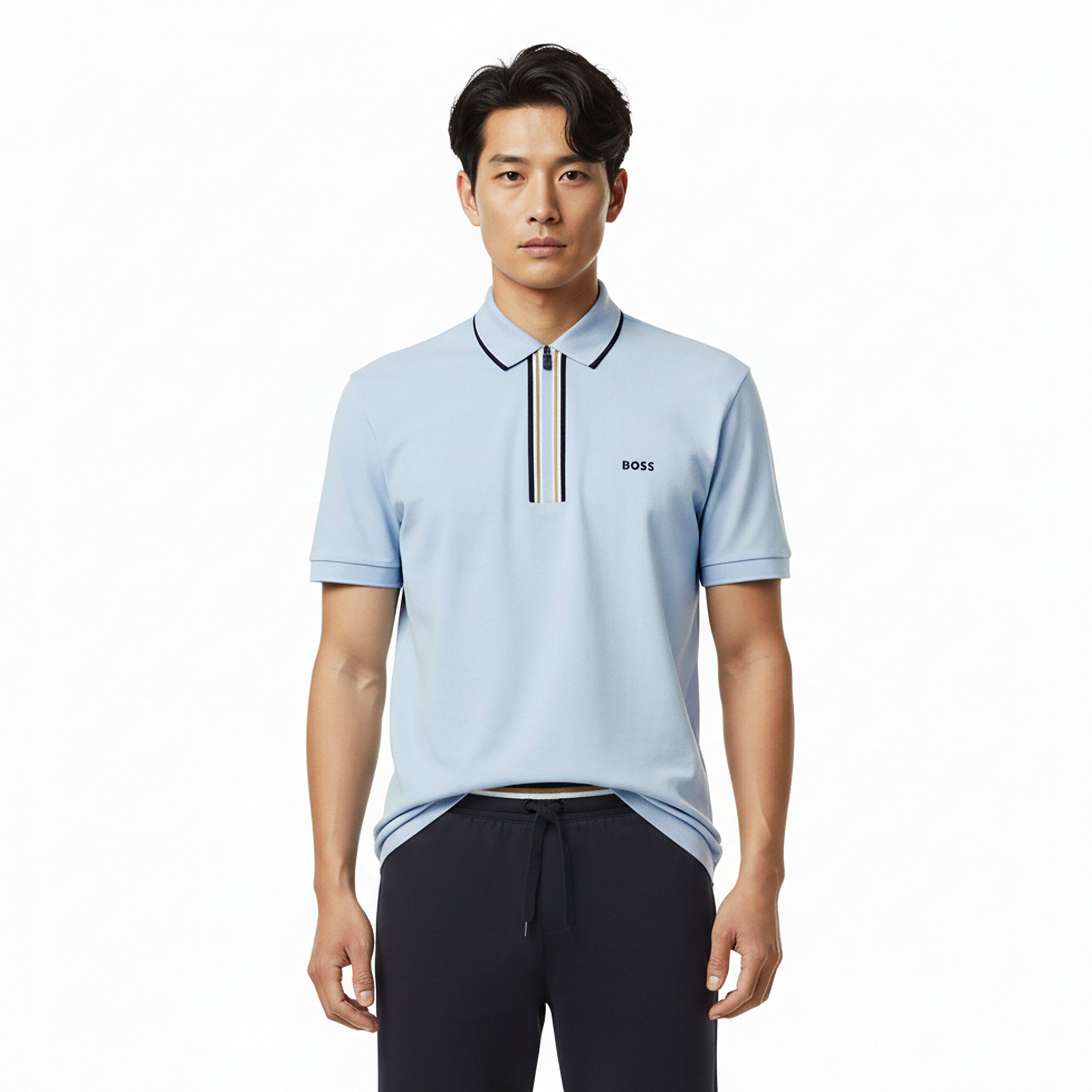 Open Blue 460 - Boss - Mens BOSS GREEN Short Sleeve Zip Polo Shirt (Philix) - 3