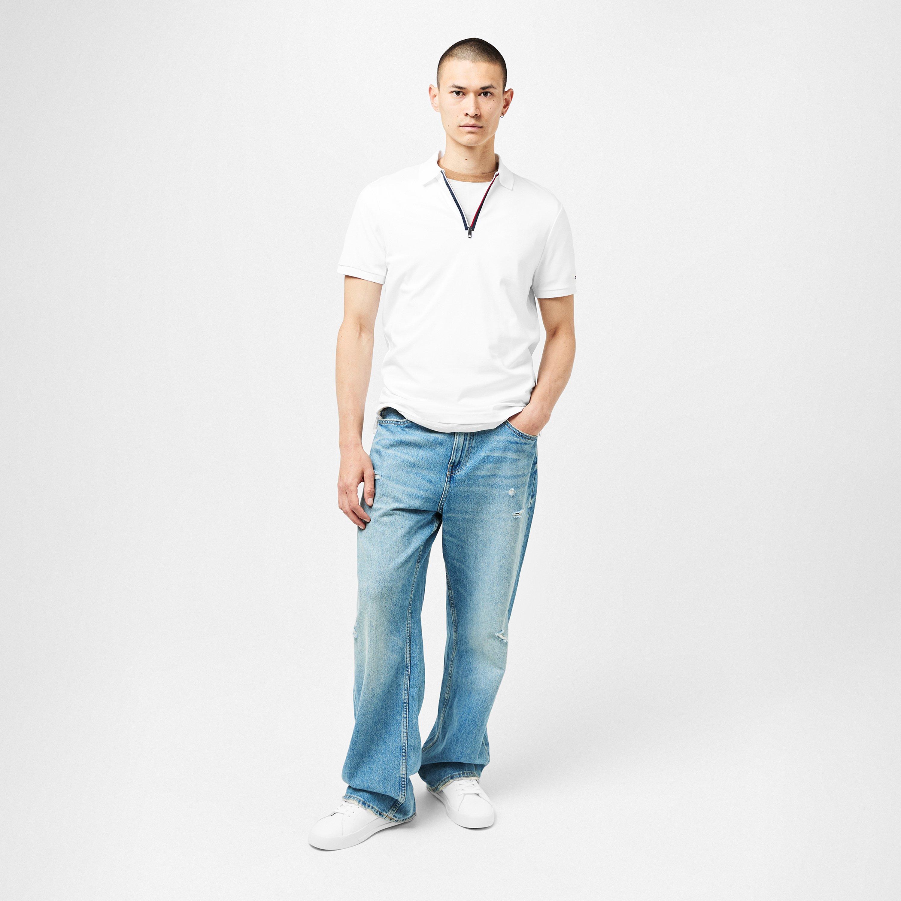 White YBR - Tommy Hilfiger - Signature Zip Placket Polo Shirt - 5