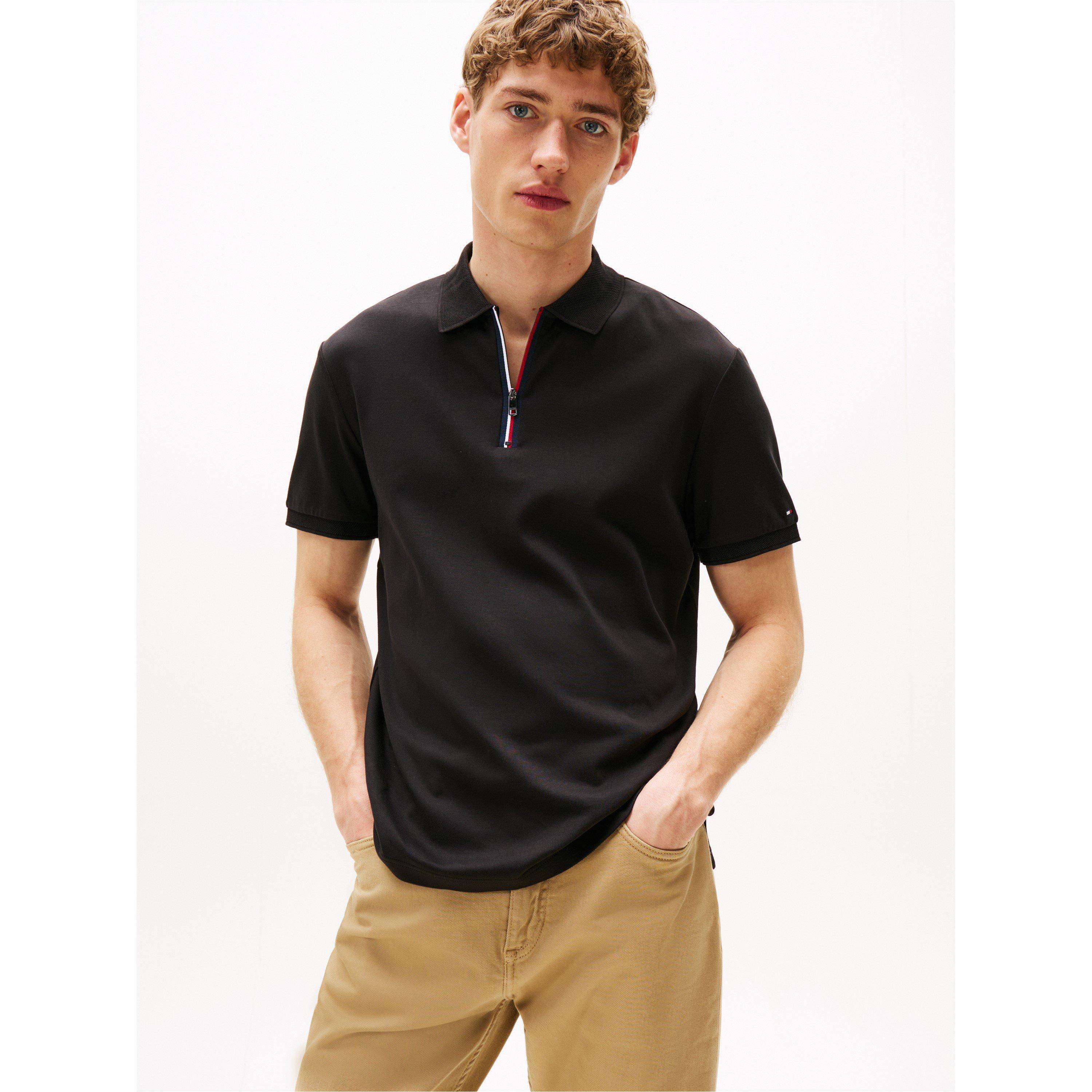 Black BDS - Tommy Hilfiger - Signature Zip Placket Polo Shirt - 2
