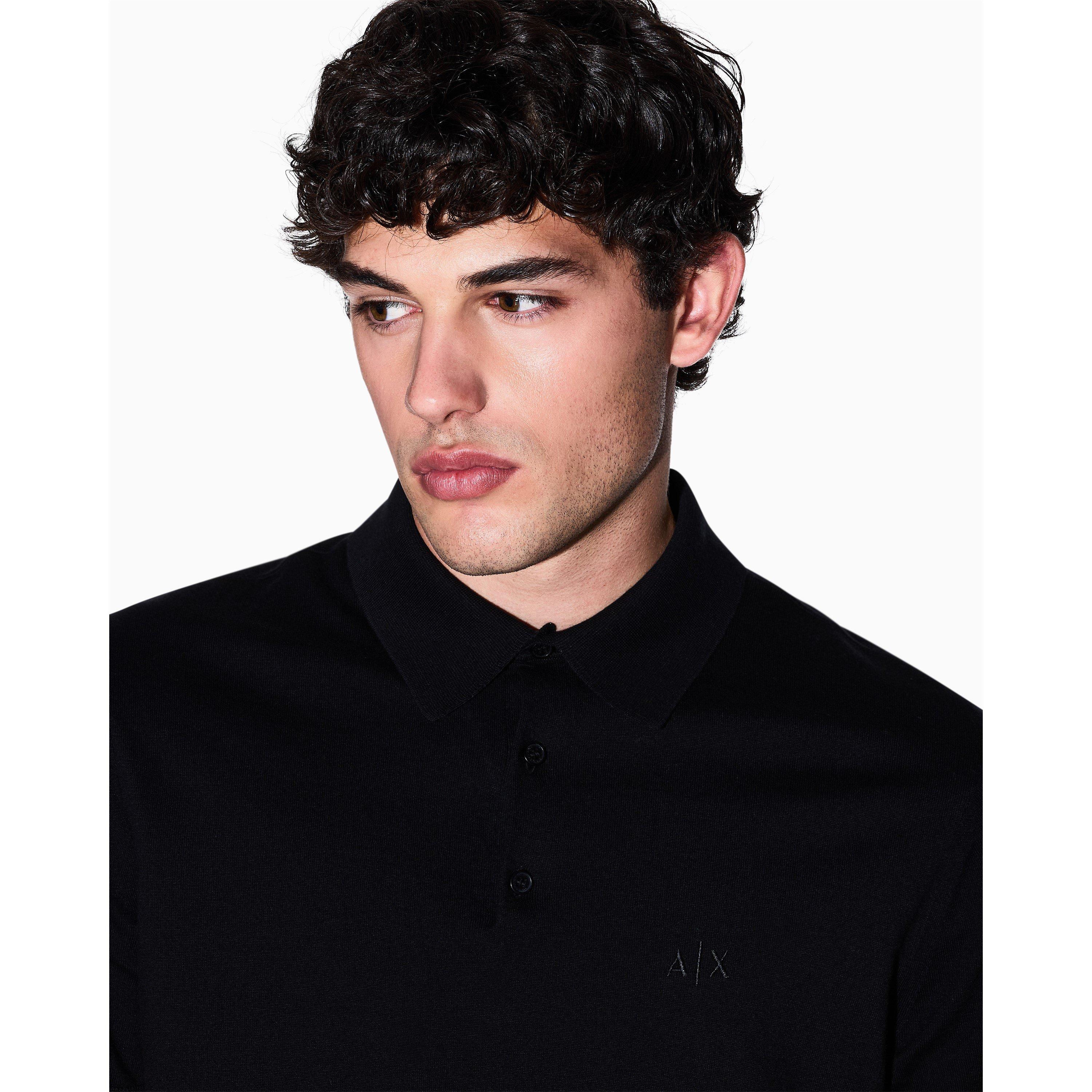 Schwarz - Armani Exchange - Men's Knitted Polo Shirt - 5