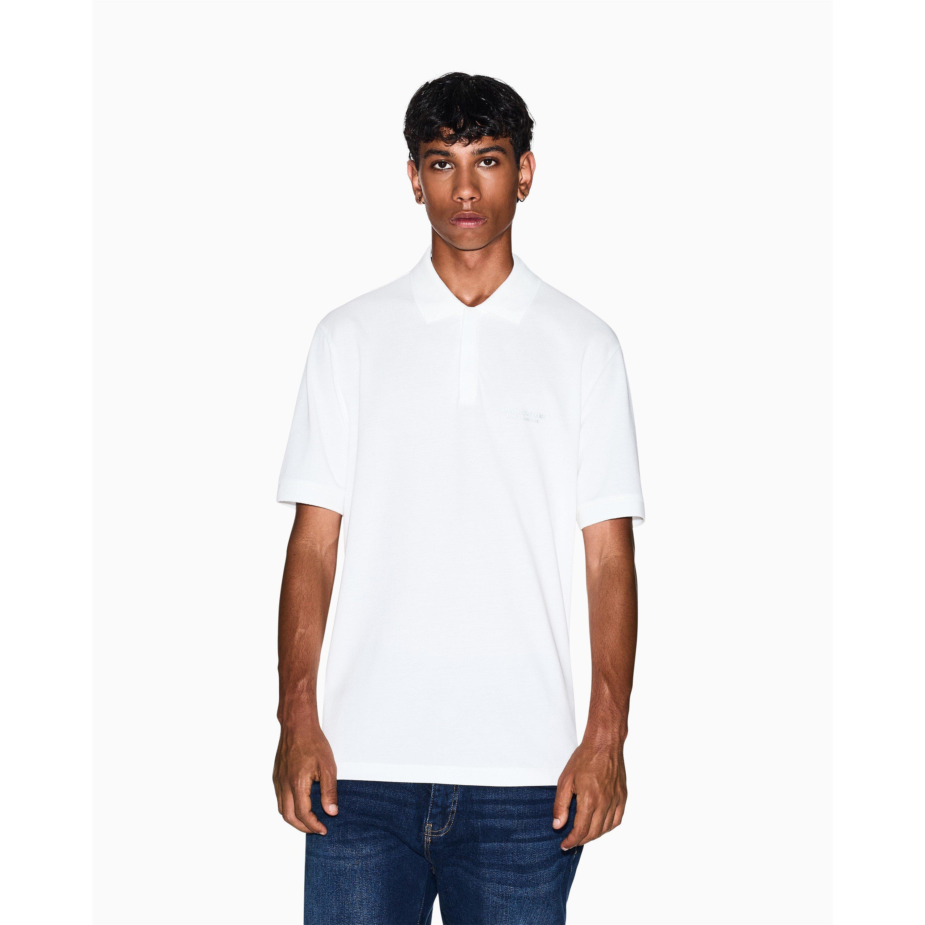Armani Exchange Men's Off White Short Sleeve Polo Shirt - S