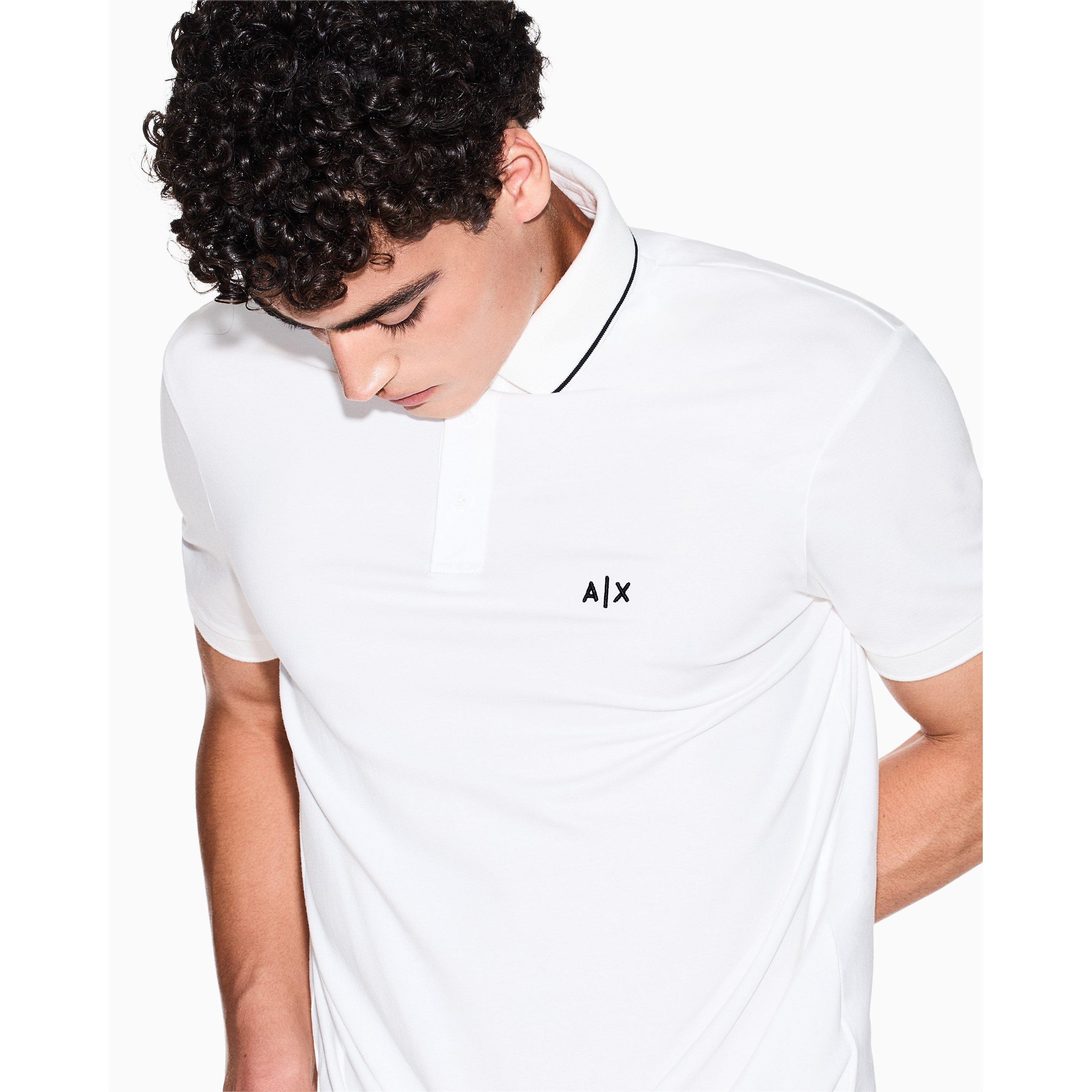 White - Armani Exchange - Men's Short Sleeve Polo Shirts - 5