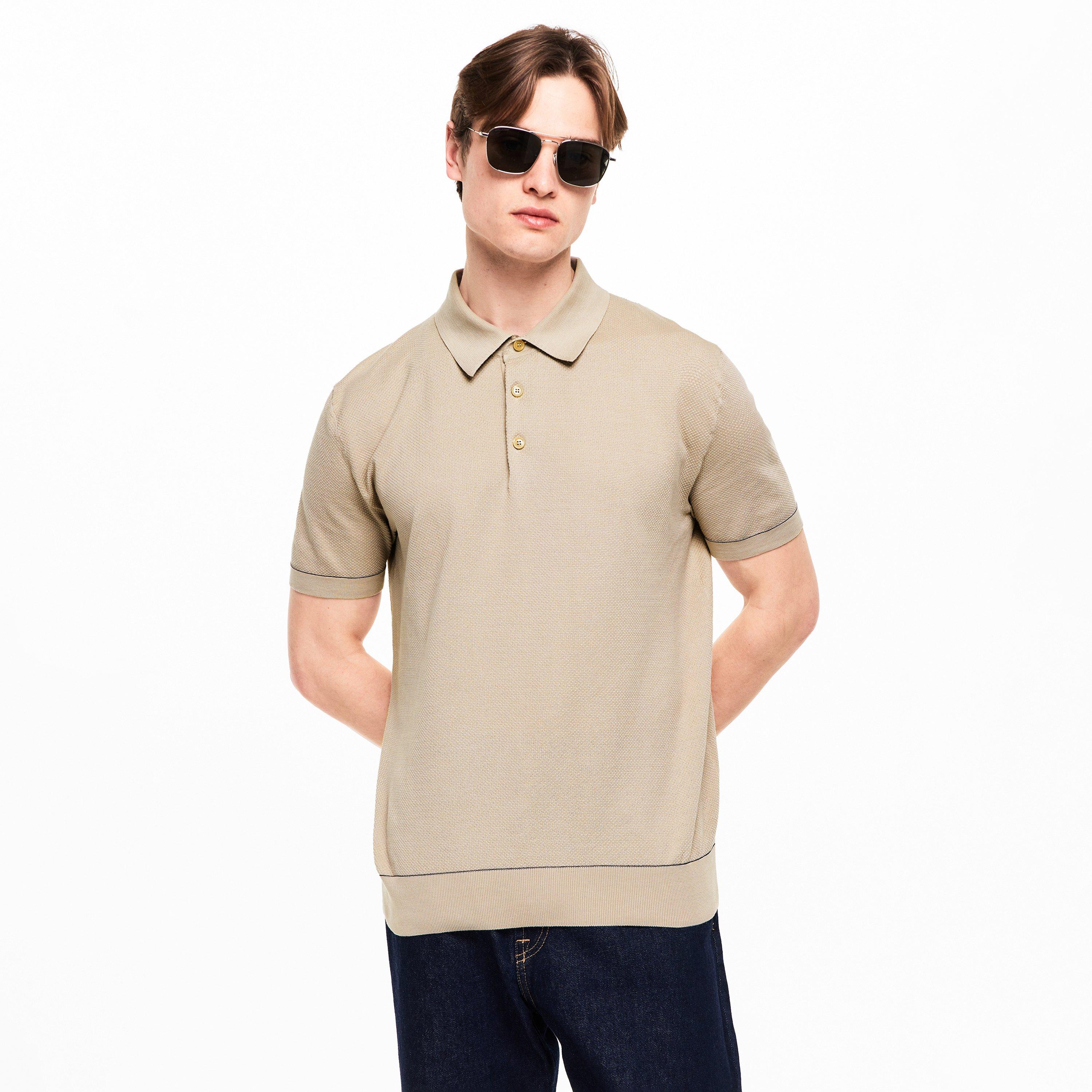 Sand/Navy - Brioni - Men's Short Sleeve Polo Shirt - 3