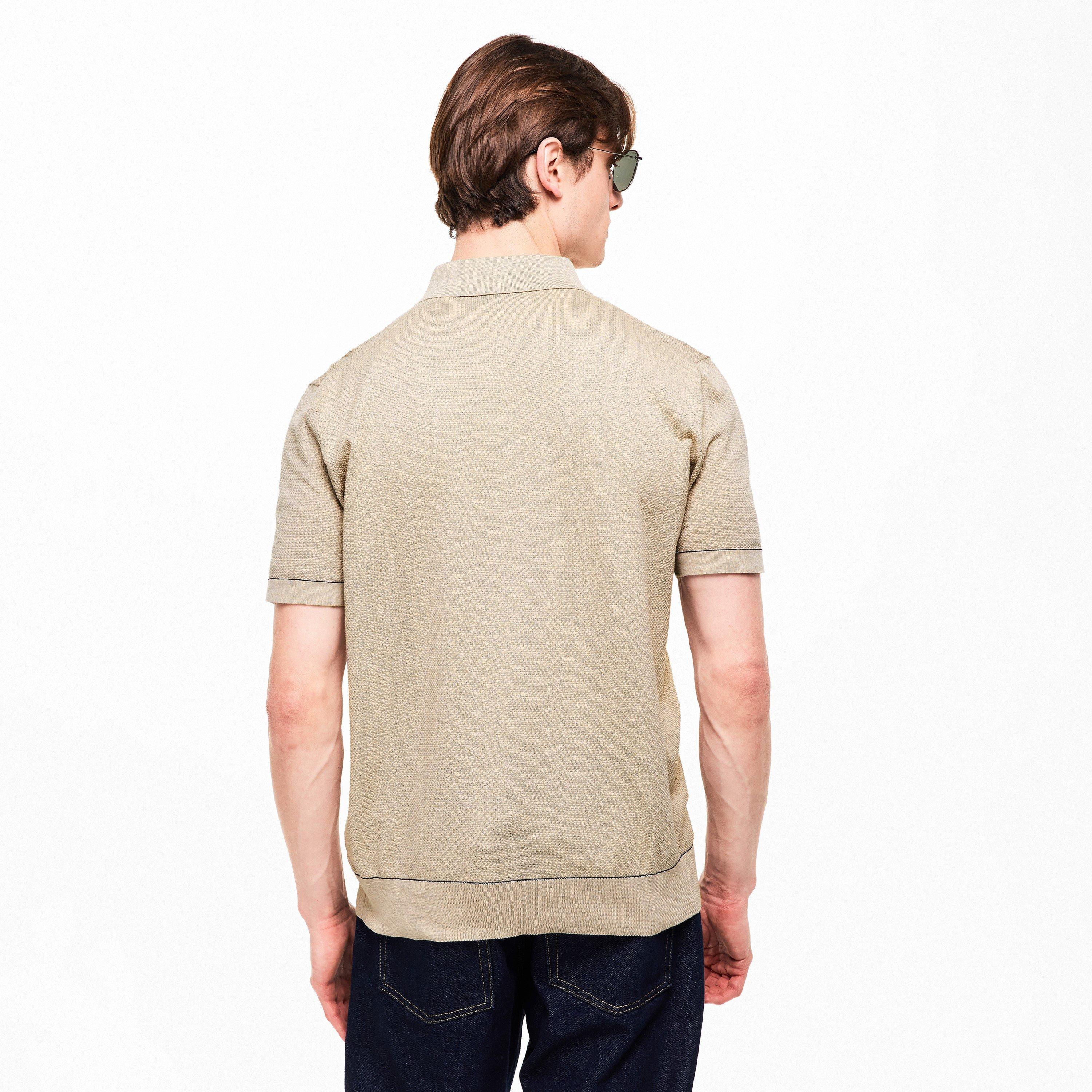 Sand/Navy - Brioni - Men's Short Sleeve Polo Shirt - 4