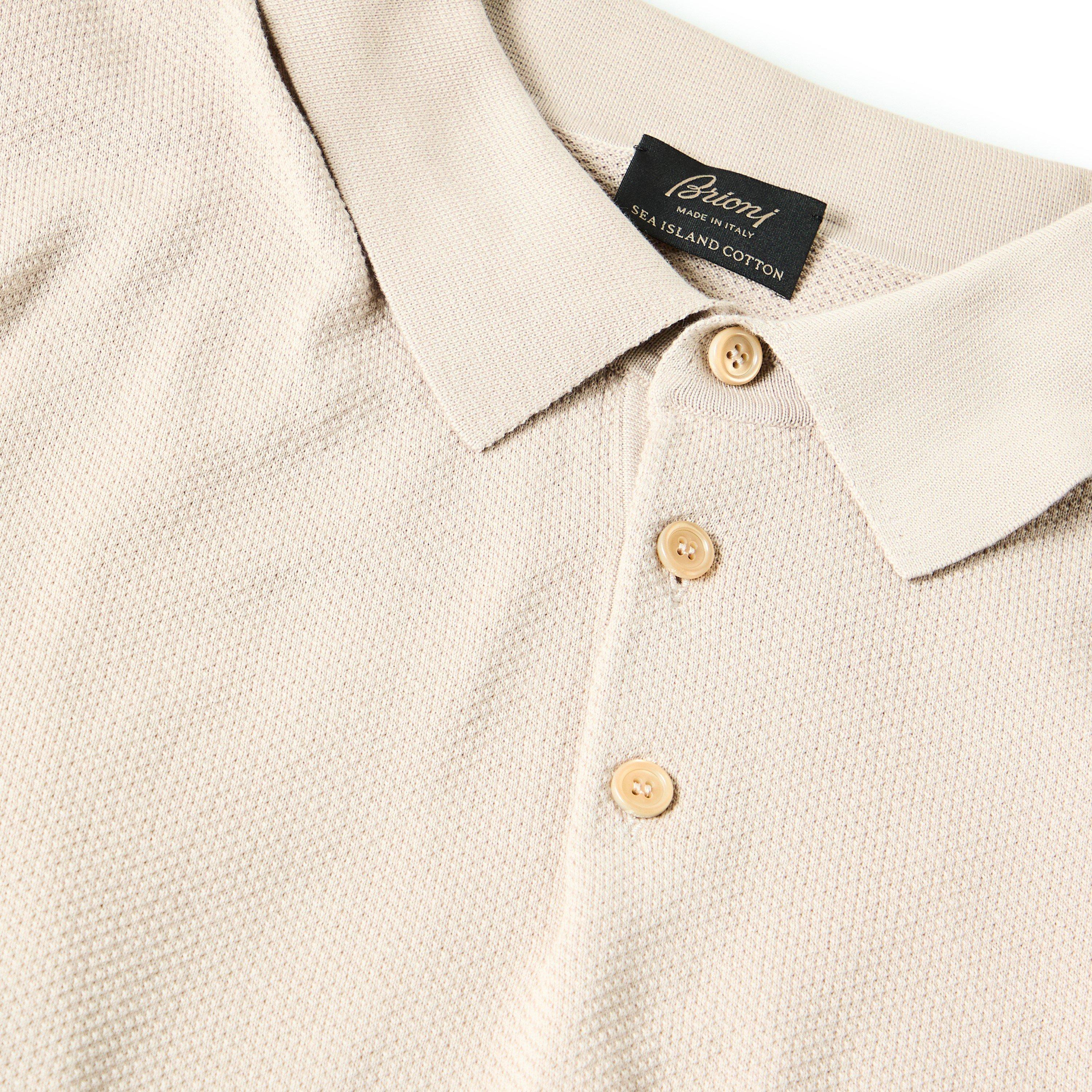 Sand/Navy - Brioni - Men's Short Sleeve Polo Shirt - 3