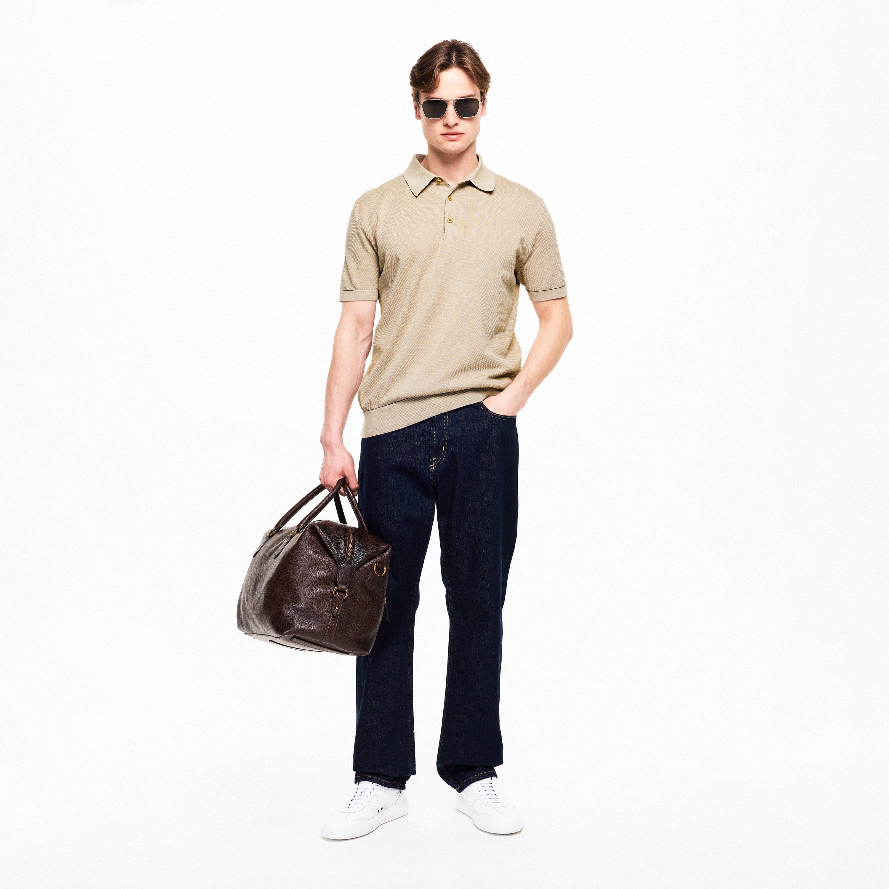 Sand/Navy - Brioni - Men's Short Sleeve Polo Shirt - 6